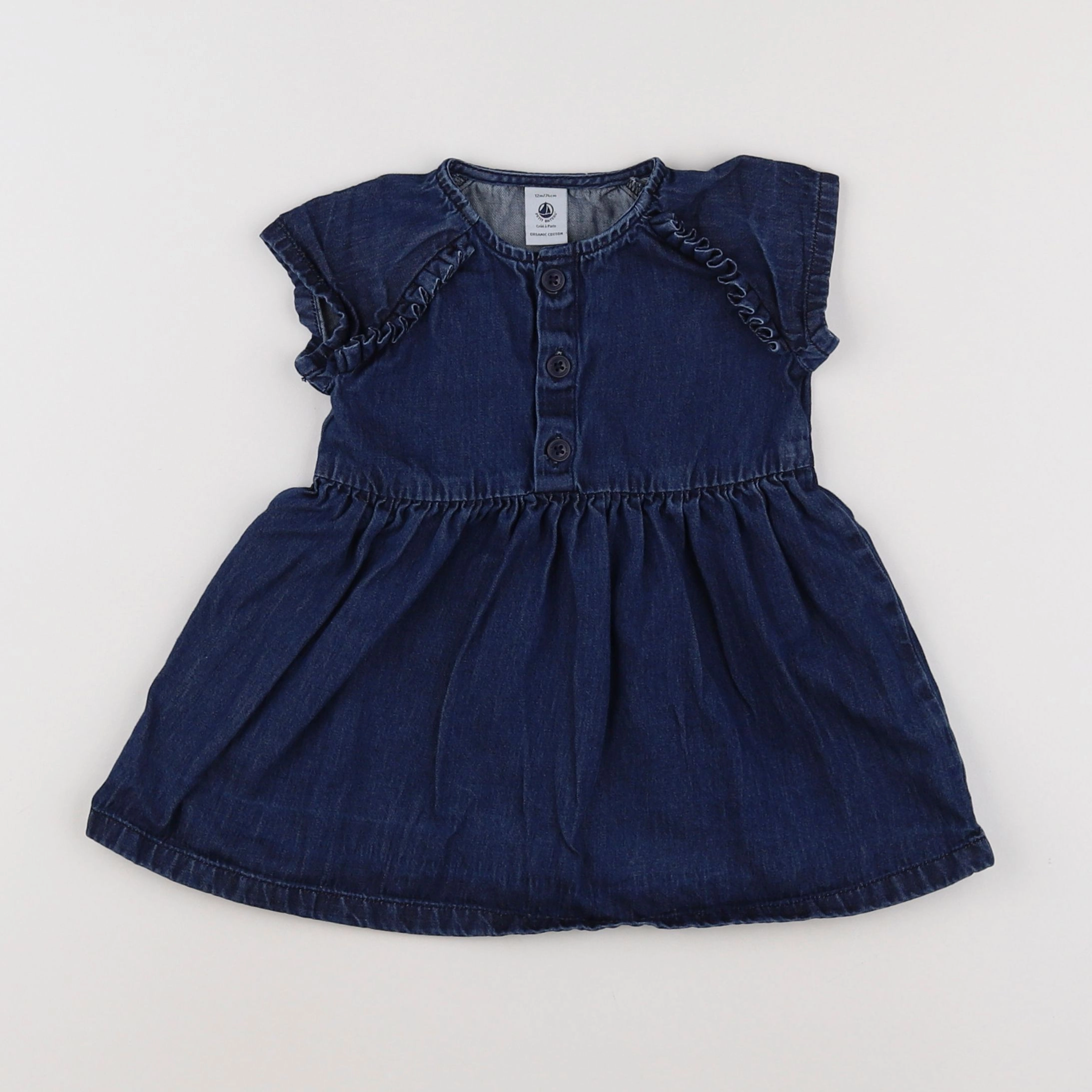 Petit Bateau - robe bleu - 12 mois
