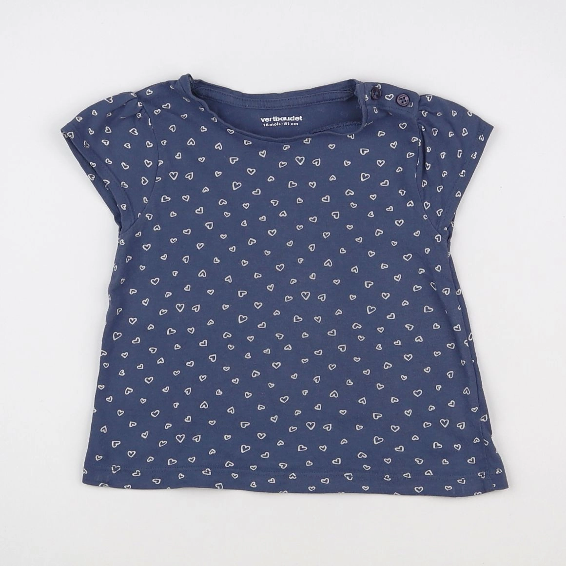 Vertbaudet - tee-shirt bleu, blanc - 18 mois
