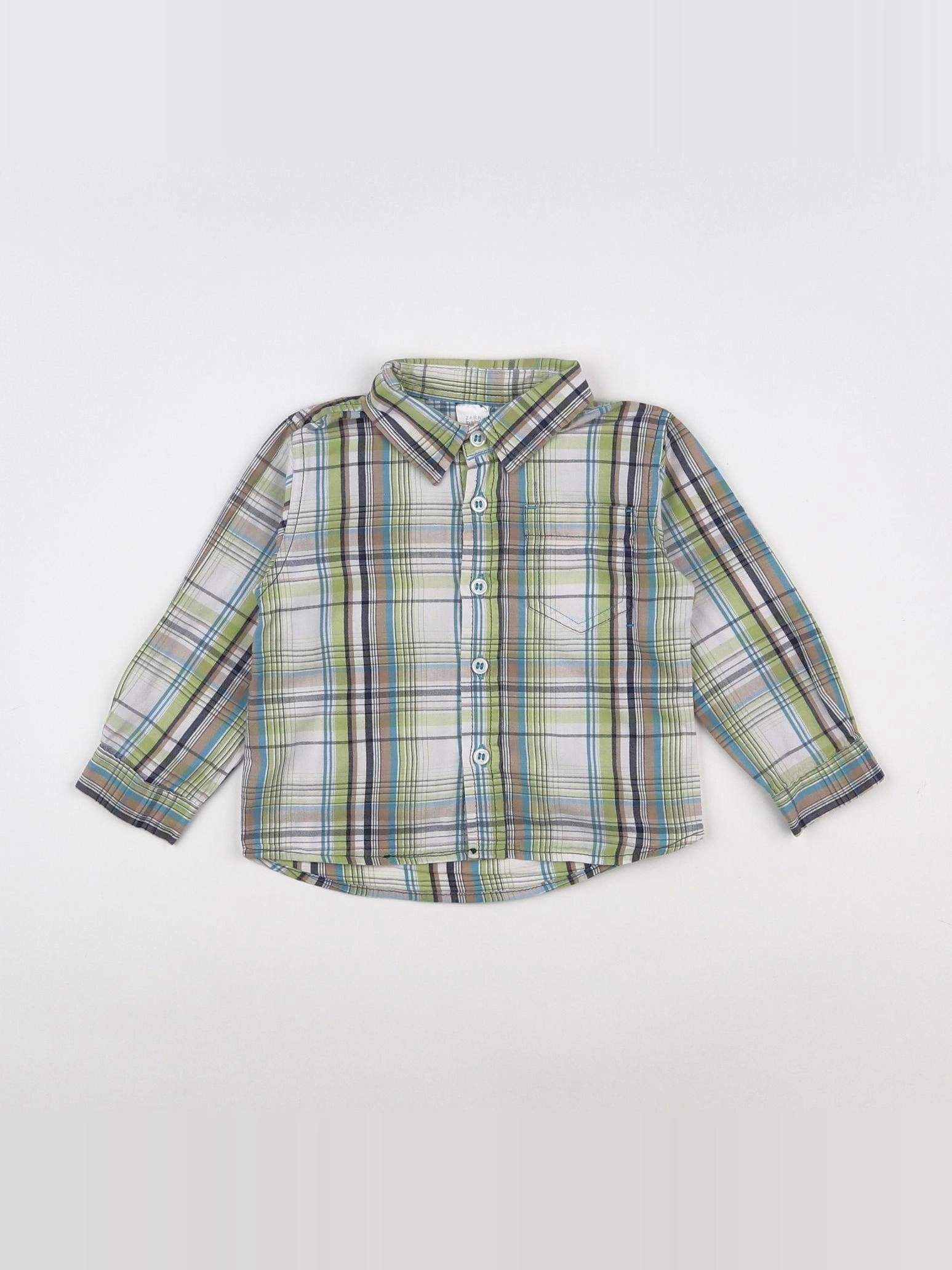 Zara - chemise beige, bleu, vert - 12/18 mois