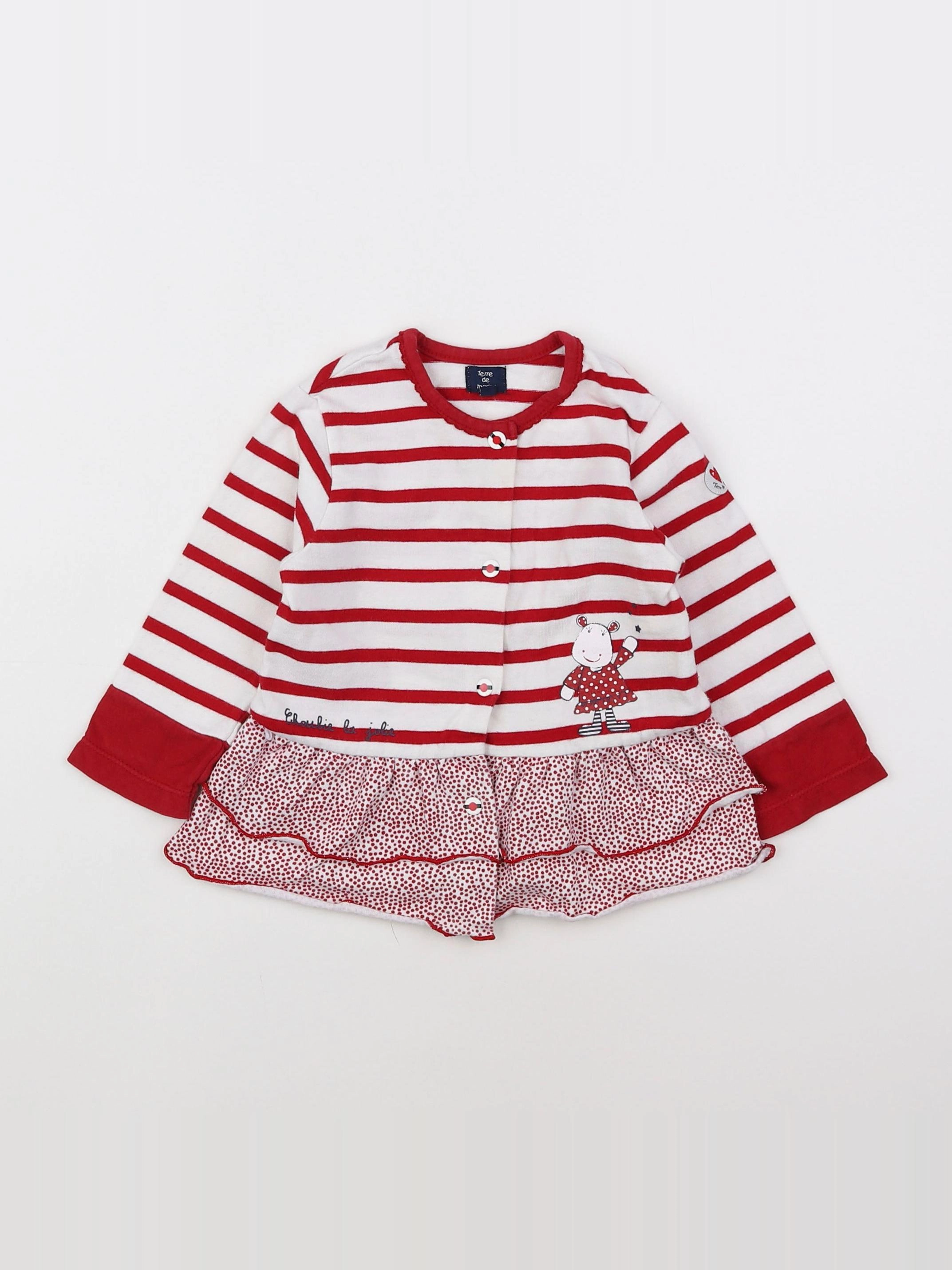 Terre de marins - tee-shirt blanc, rouge - 12 mois