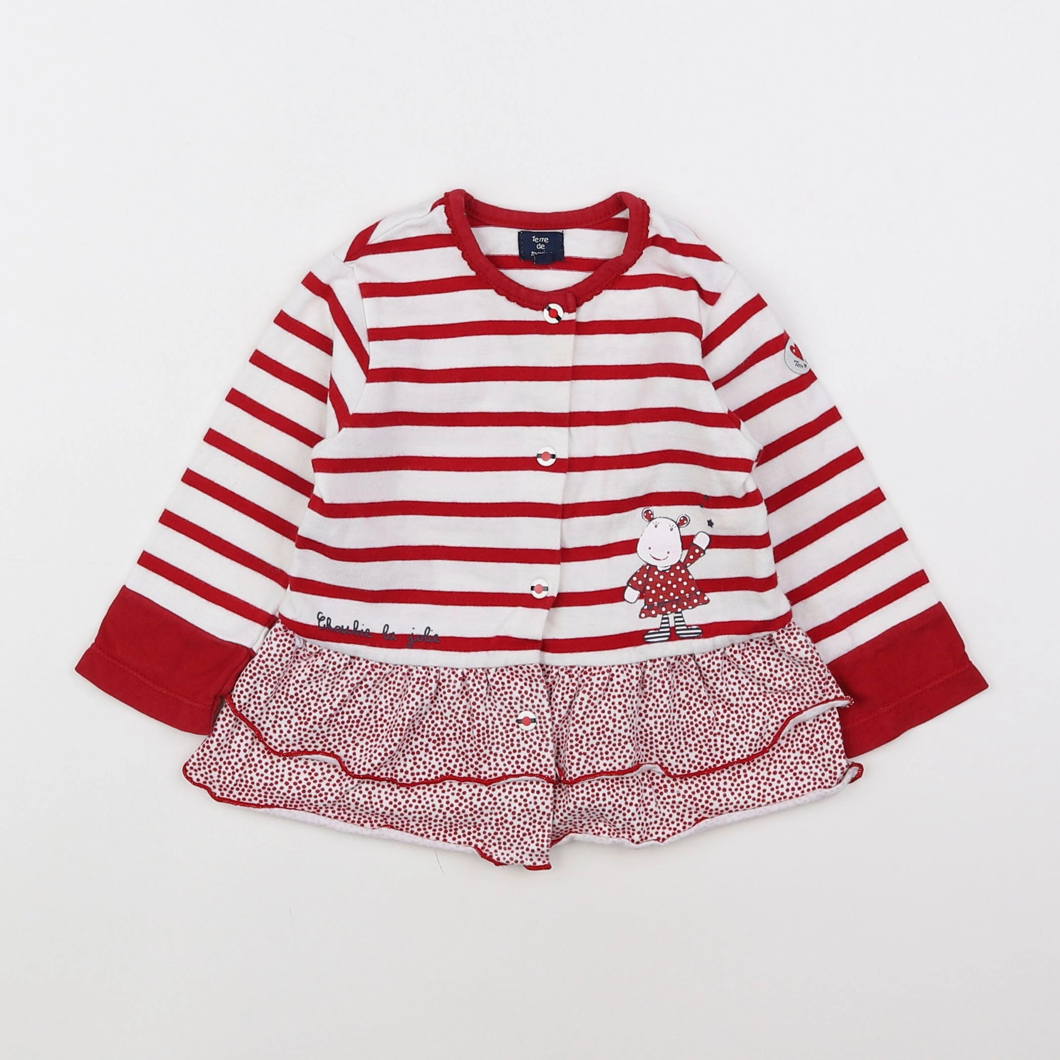 Terre de marins - tee-shirt blanc, rouge - 12 mois