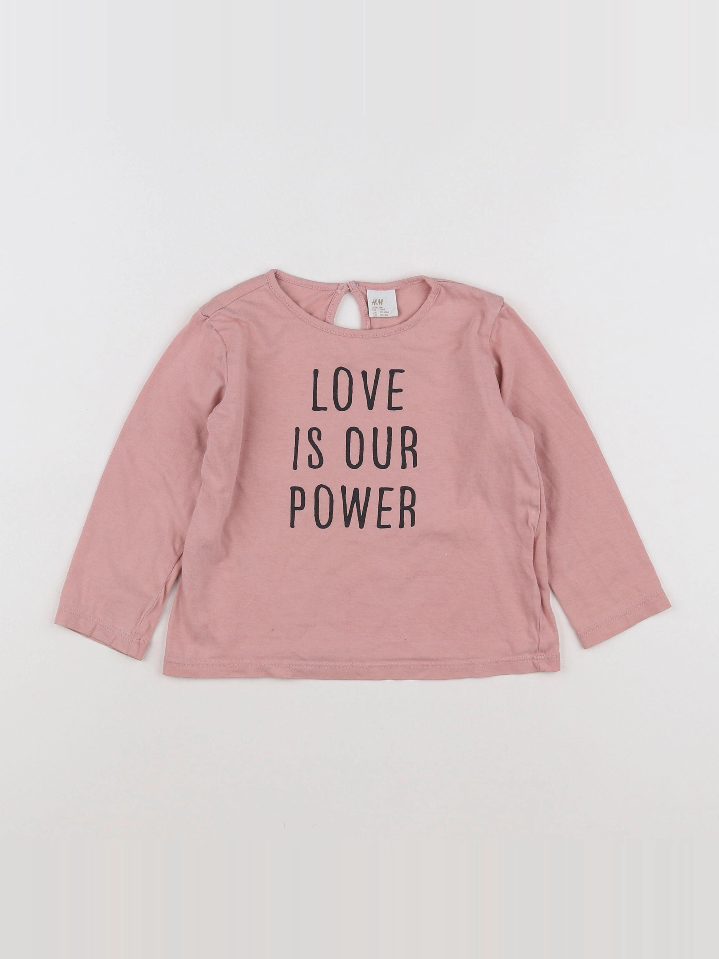 H&M - tee-shirt rose - 12/18 mois
