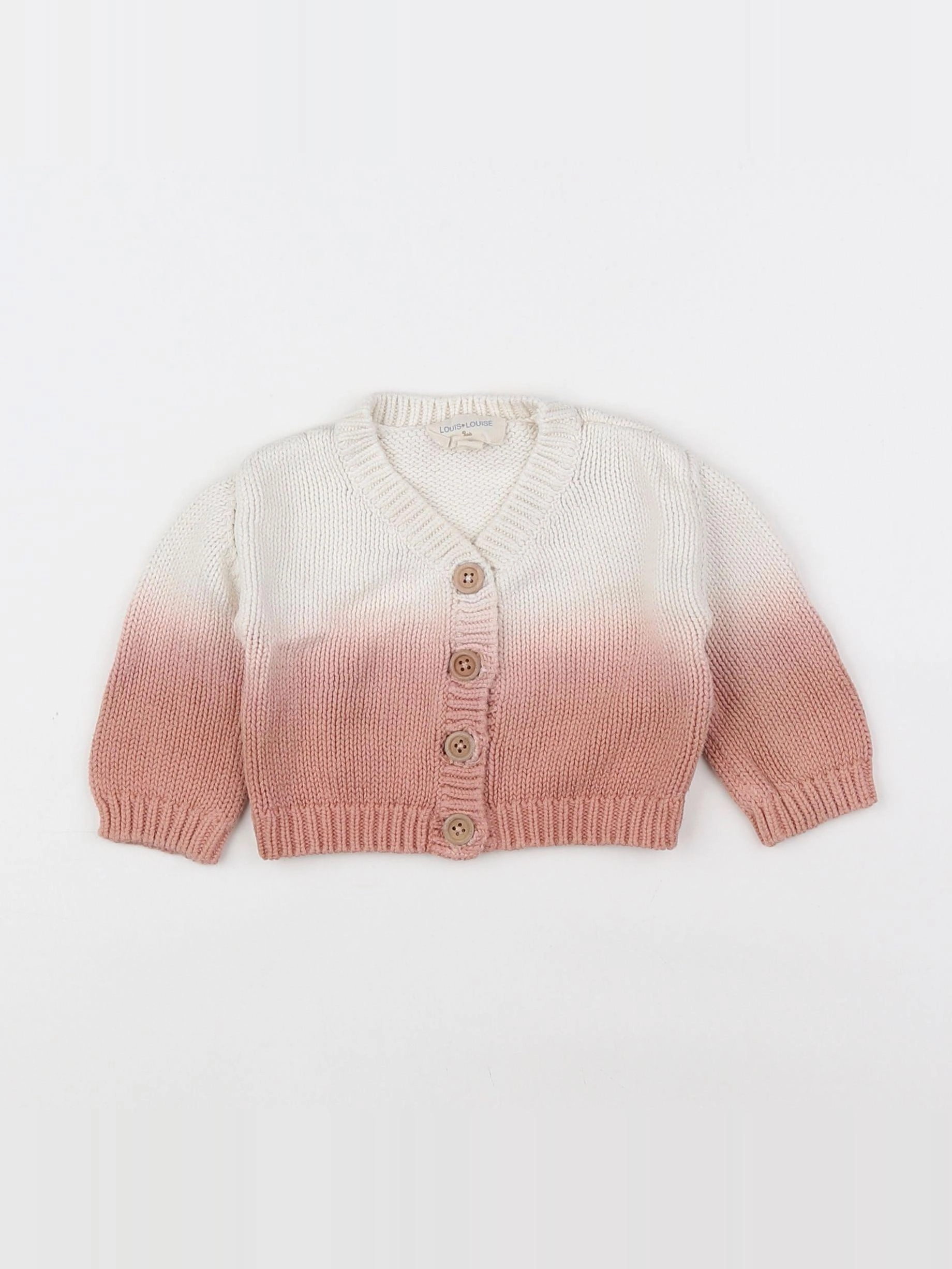 Louis Louise - gilet blanc, rose - 6 mois