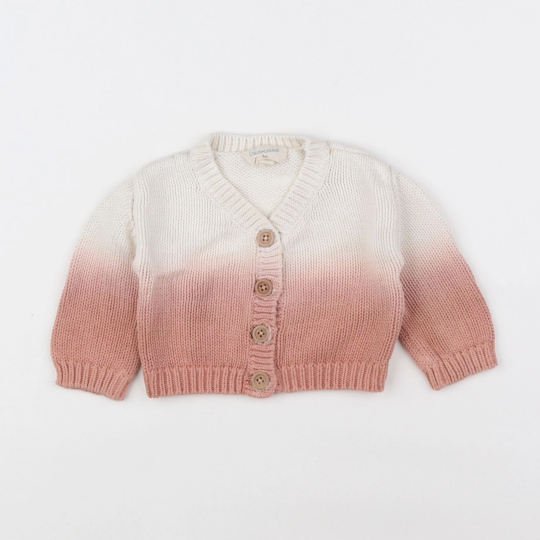 Louis Louise - gilet blanc, rose - 6 mois