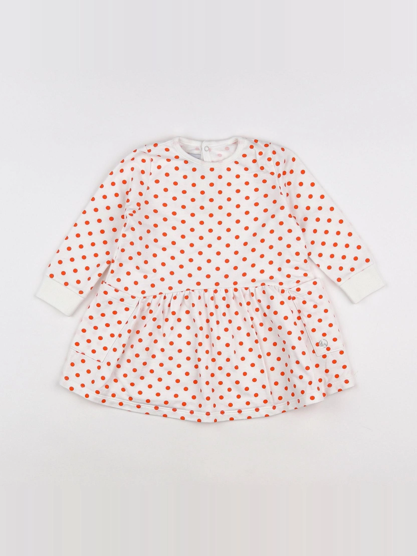 Petit Bateau - robe blanc, orange - 18 mois