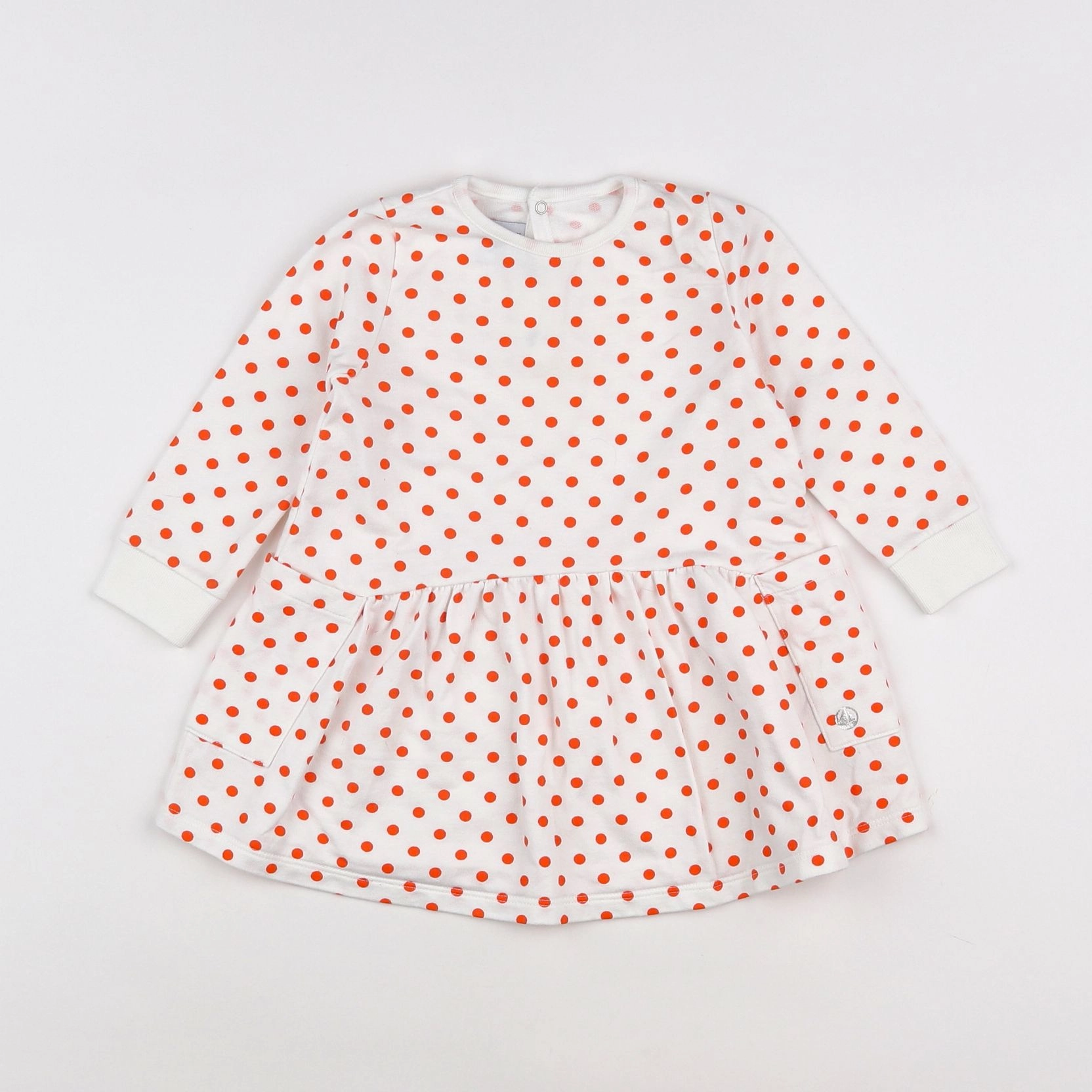 Petit Bateau - robe blanc, orange - 18 mois