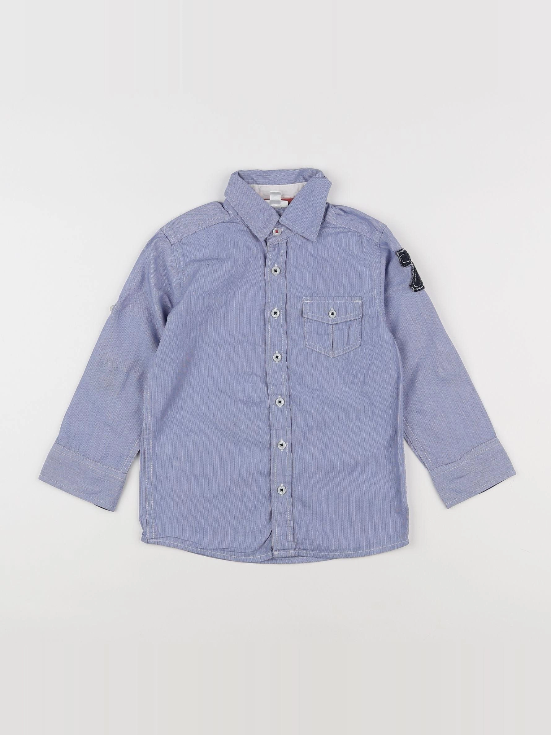 Vertbaudet - chemise imprimé au dos bleu, blanc - 4 ans
