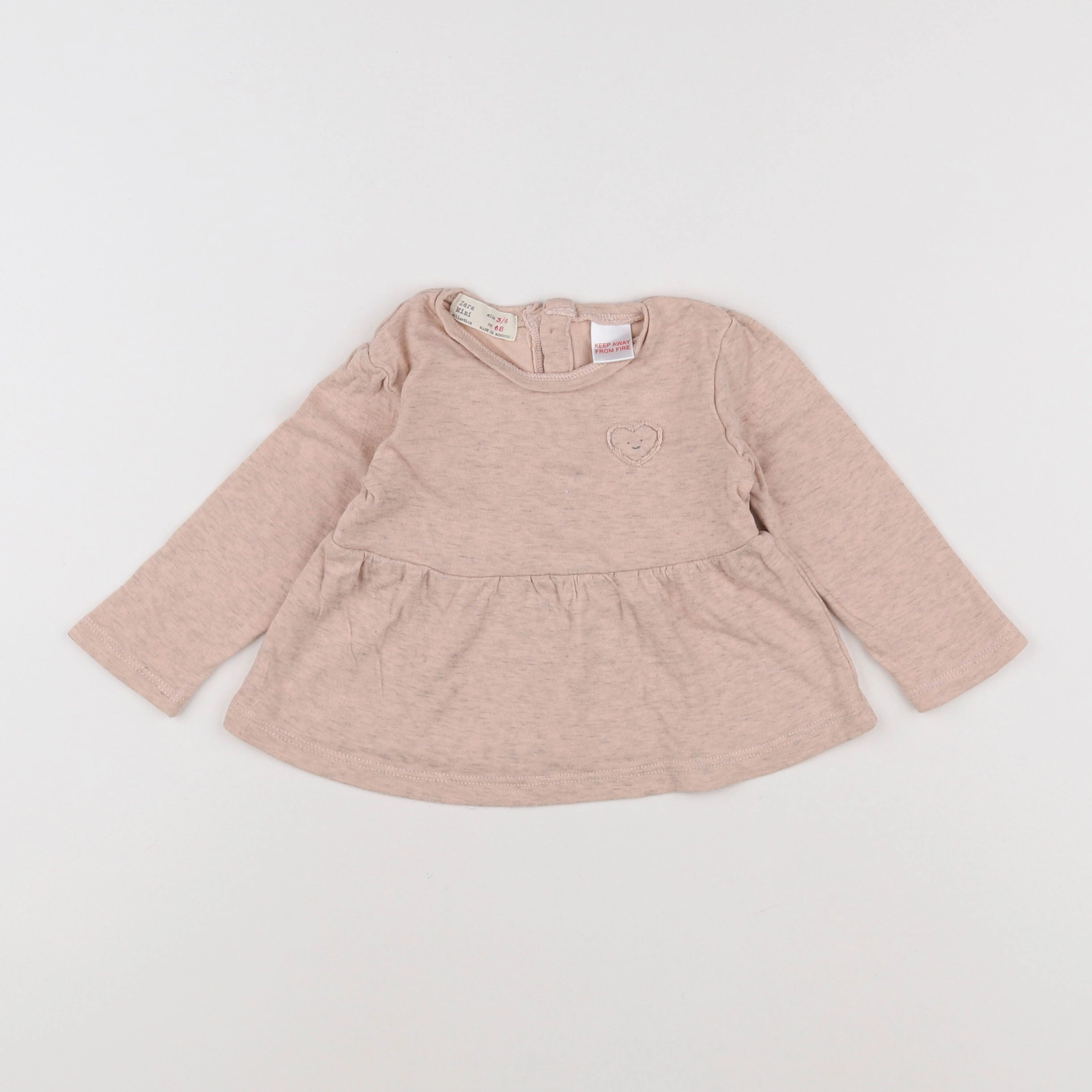 Zara - tee-shirt rose - 3/6 mois