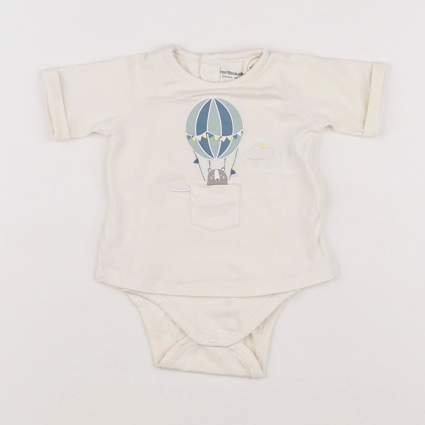 Vertbaudet - body tee-shirt beige - 3 mois