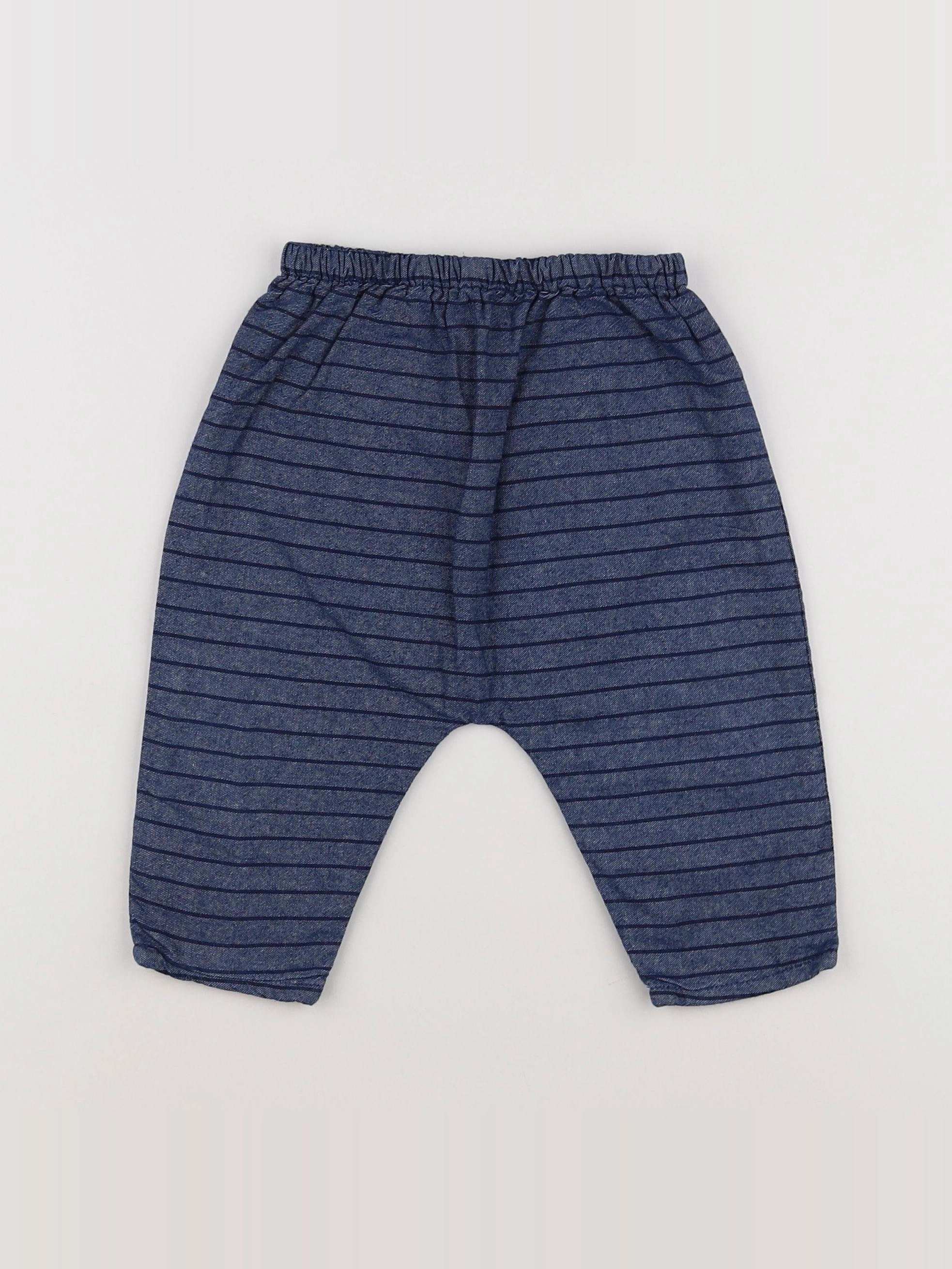 Boutchou - pantalon doublé bleu - 12 mois