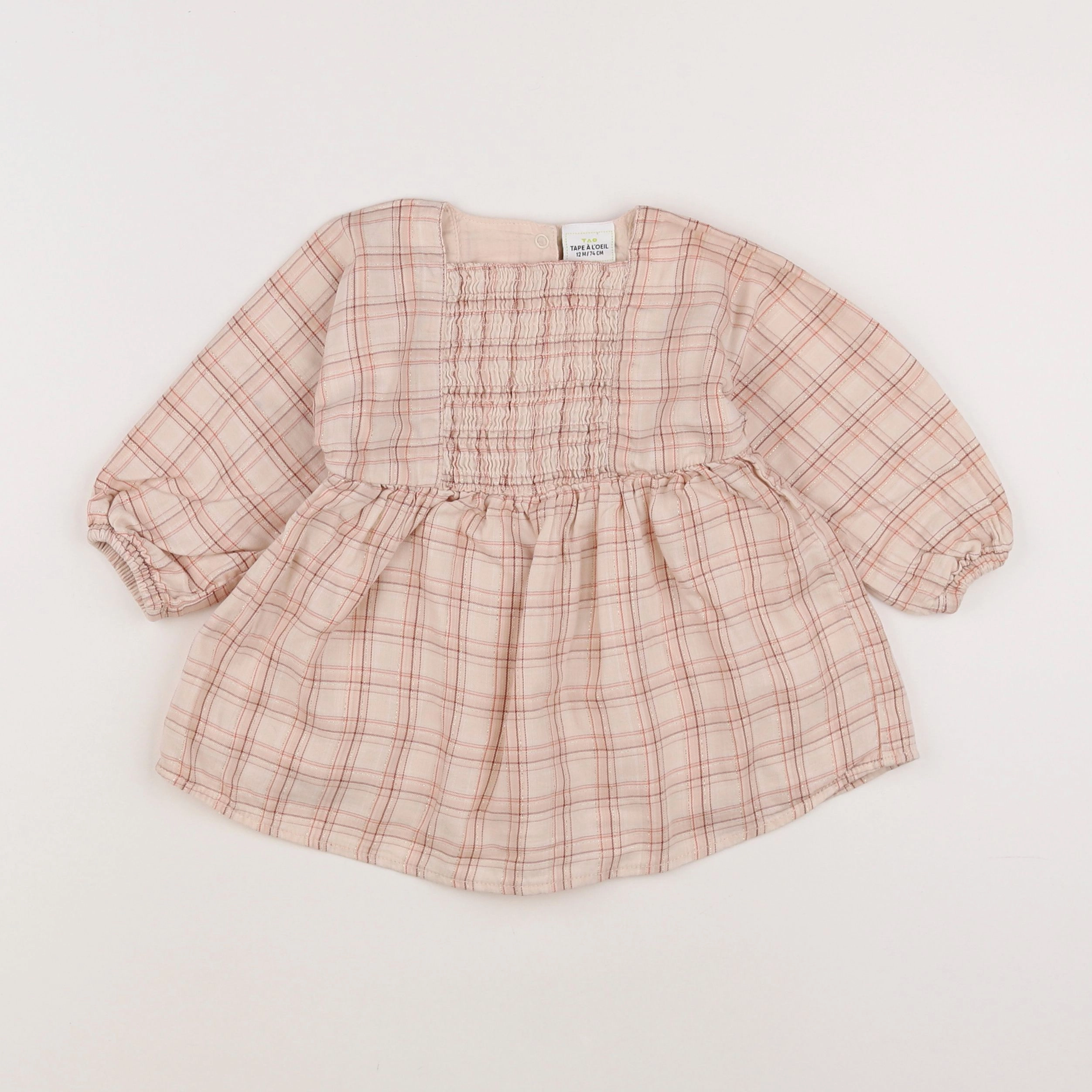 Tape à l'oeil - robe rose, argent - 12 mois