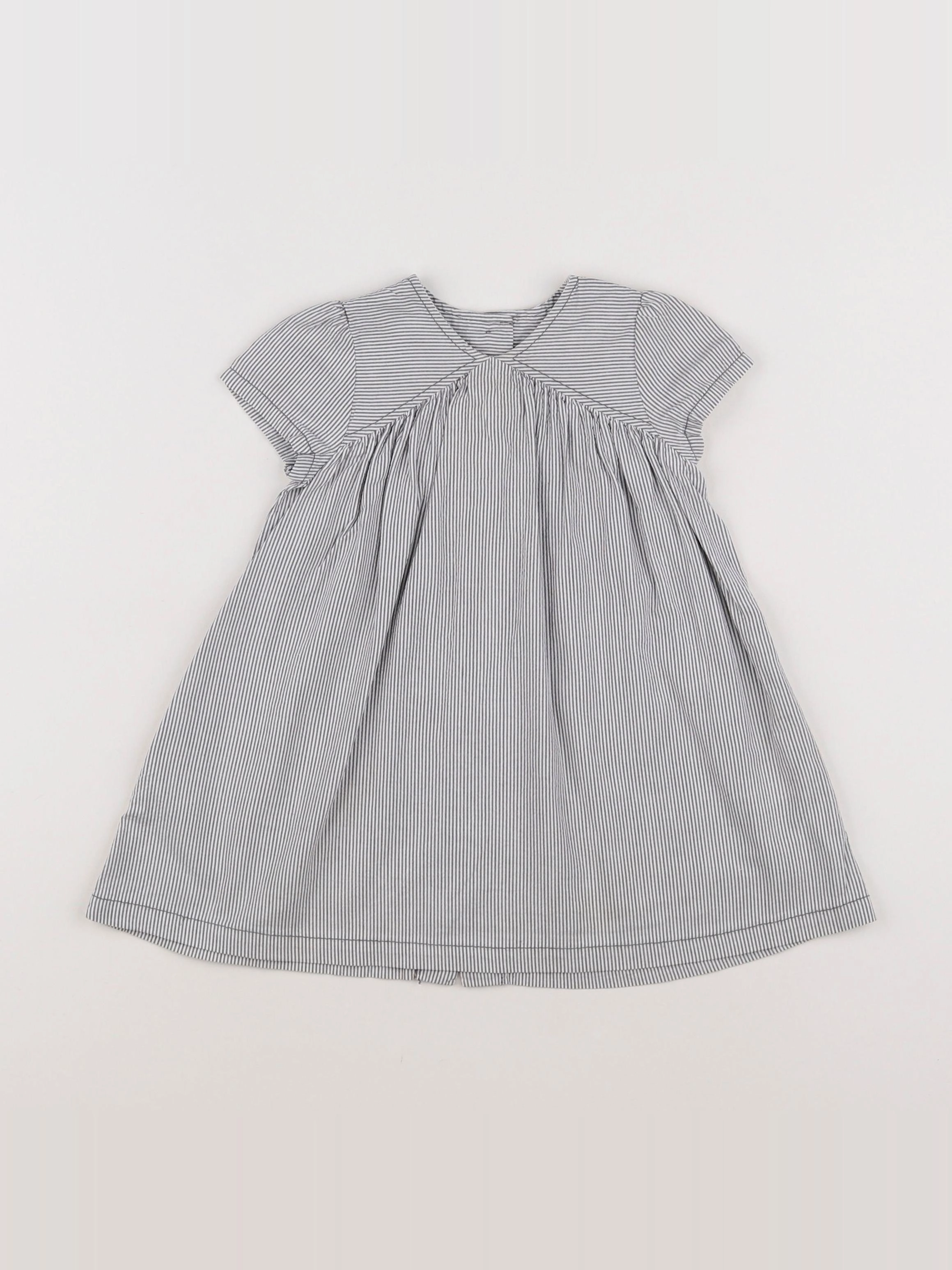 Petit Bateau - robe gris, blanc - 6 mois