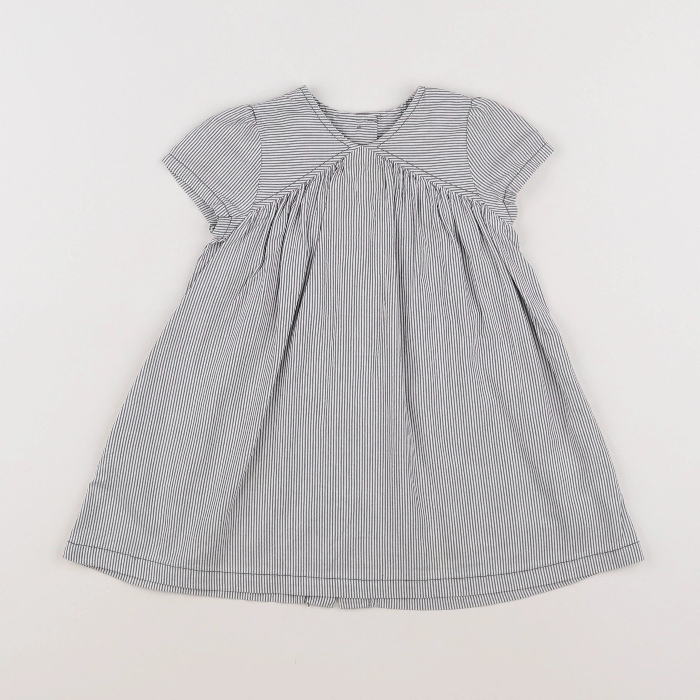 Petit Bateau - robe gris, blanc - 6 mois