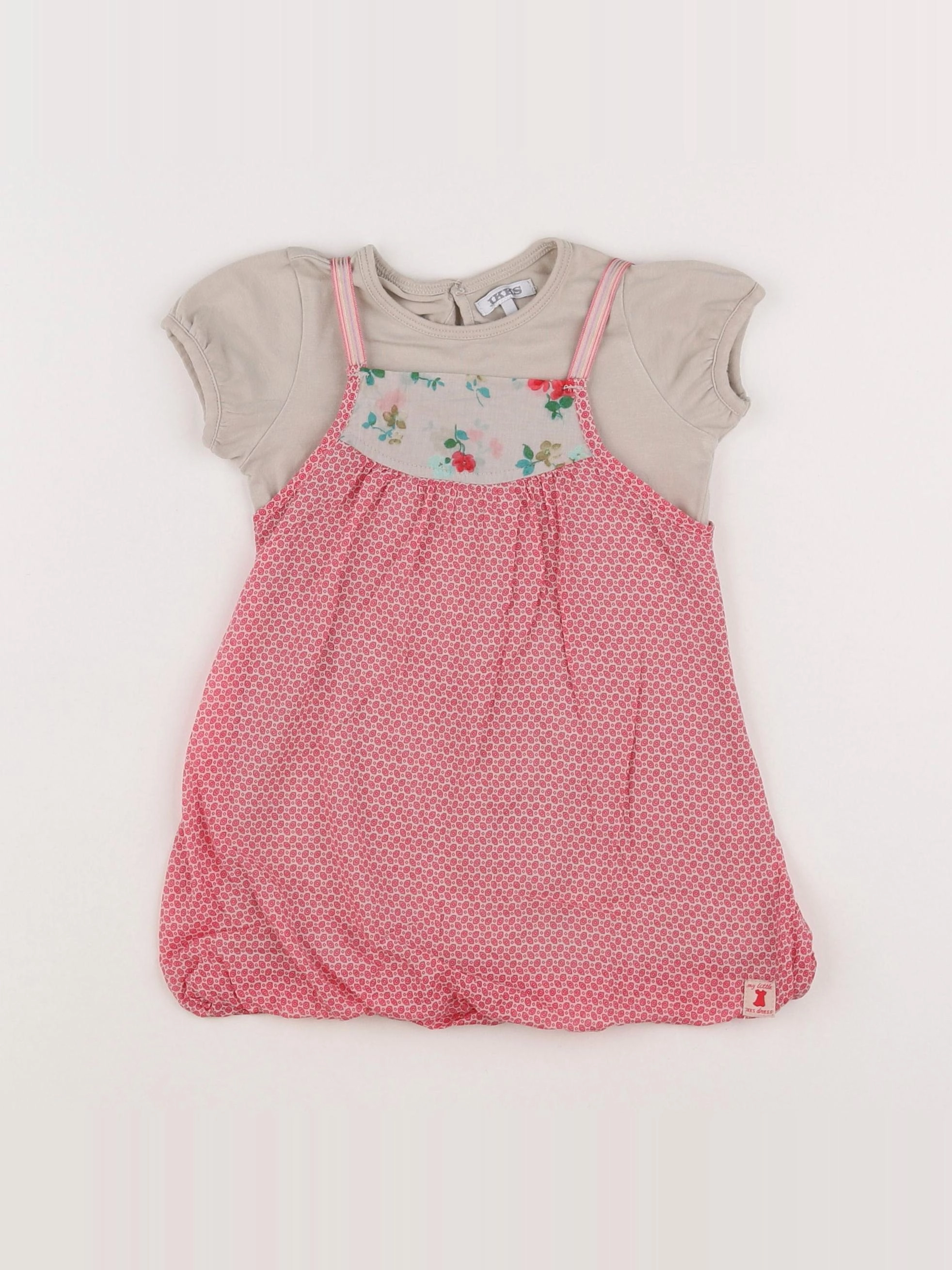 IKKS - robe beige, rose - 12 mois