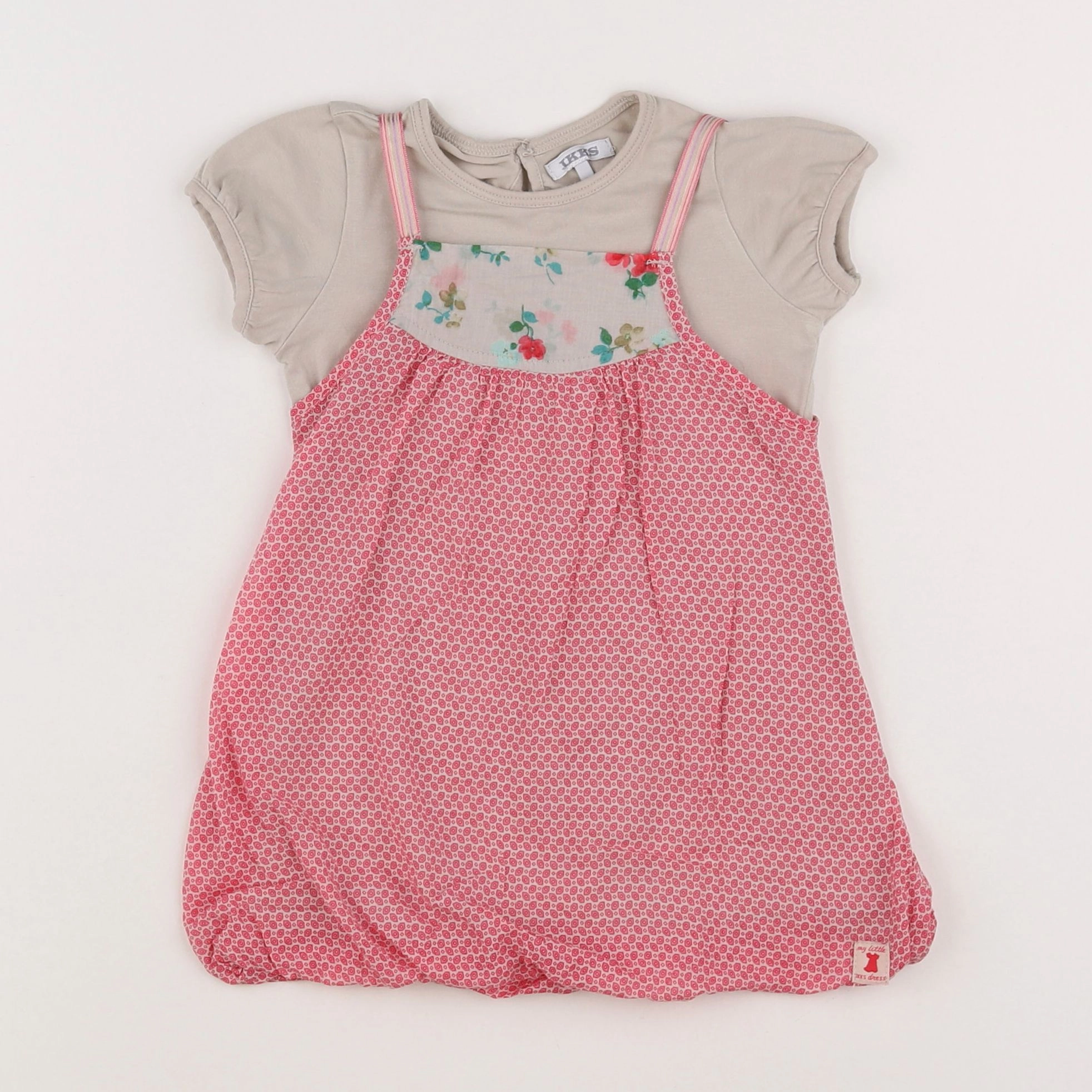IKKS - robe beige, rose - 12 mois