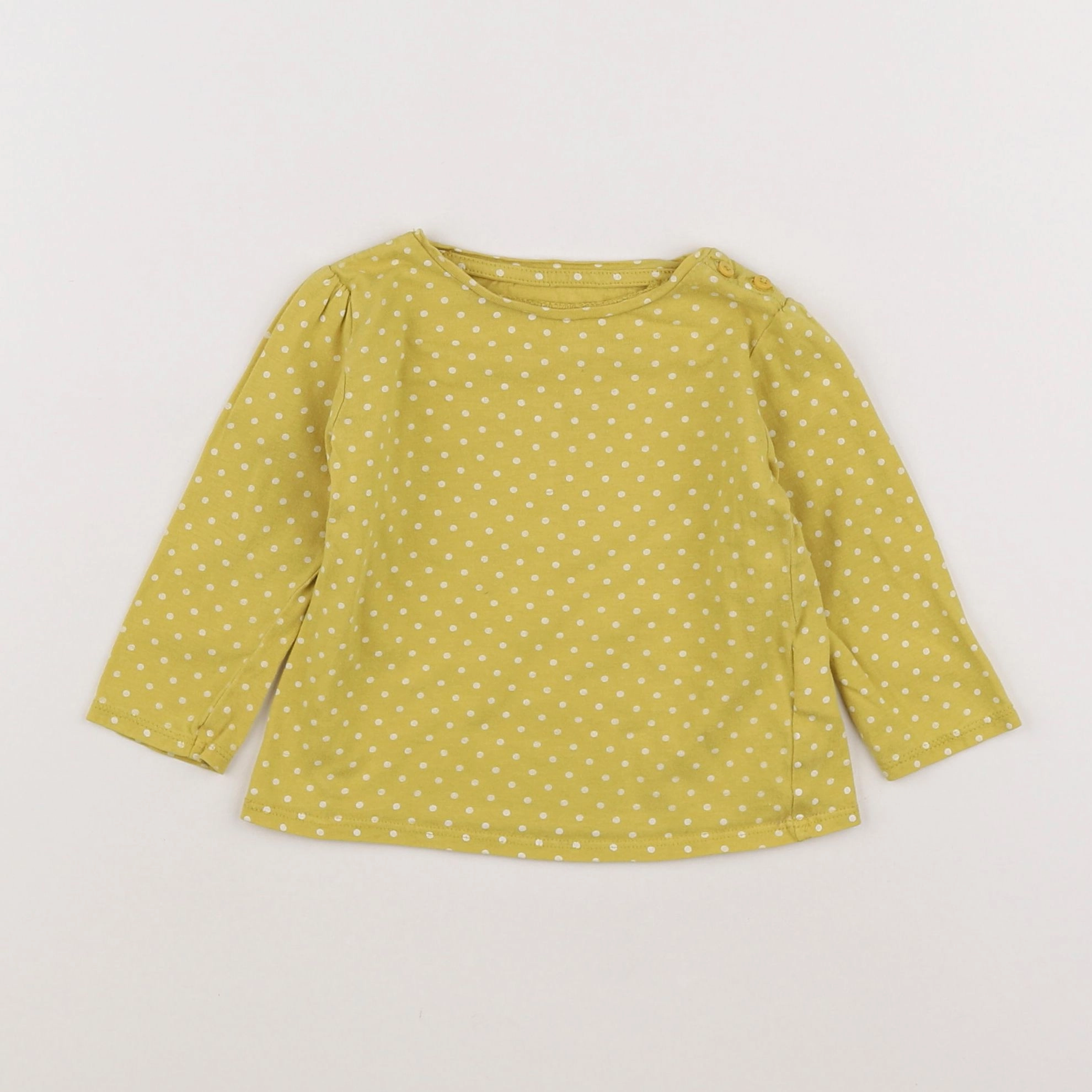 Vertbaudet - tee-shirt jaune, blanc - 12 mois