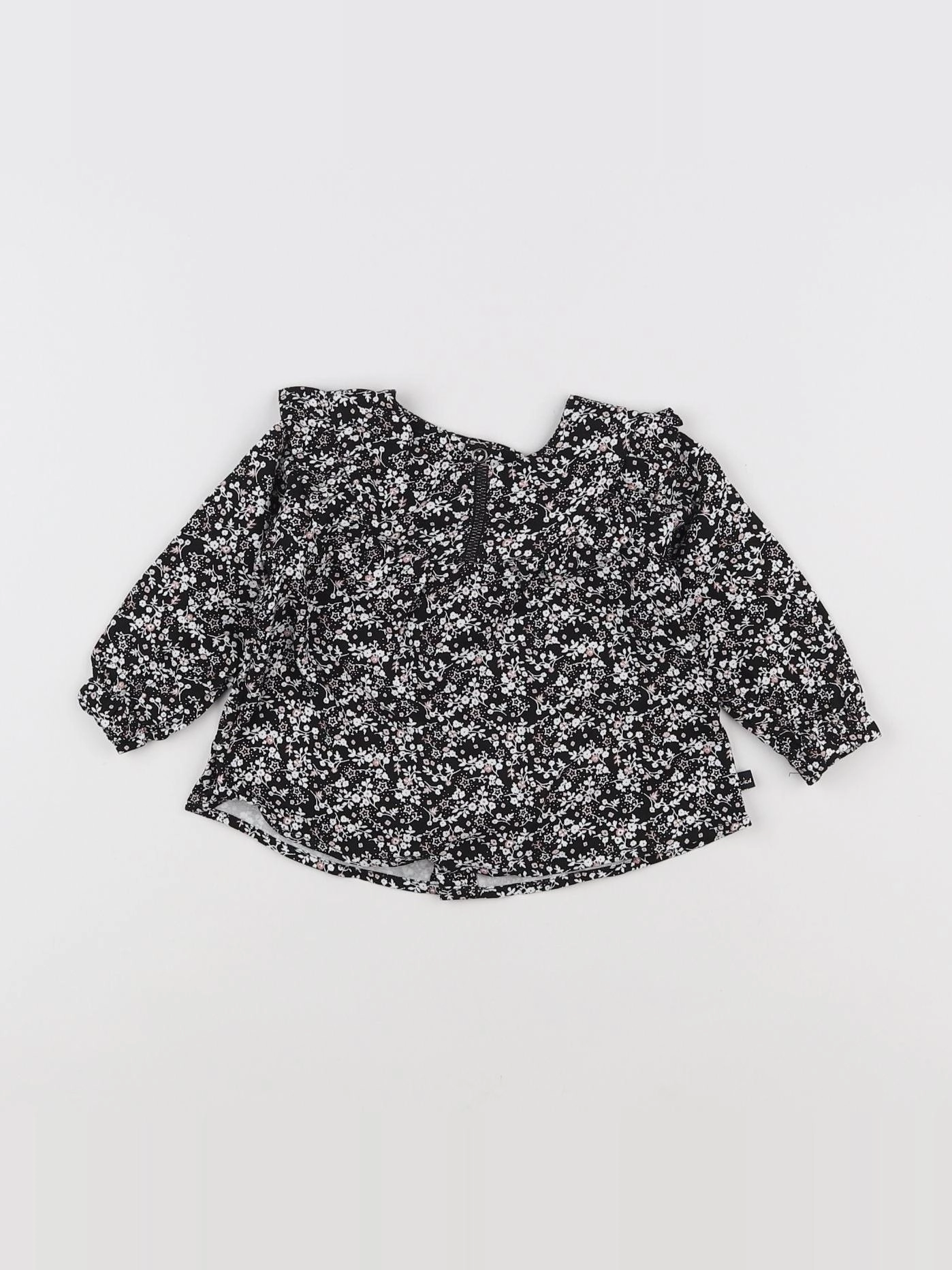 IKKS - blouse noir, blanc, rose - 6 mois