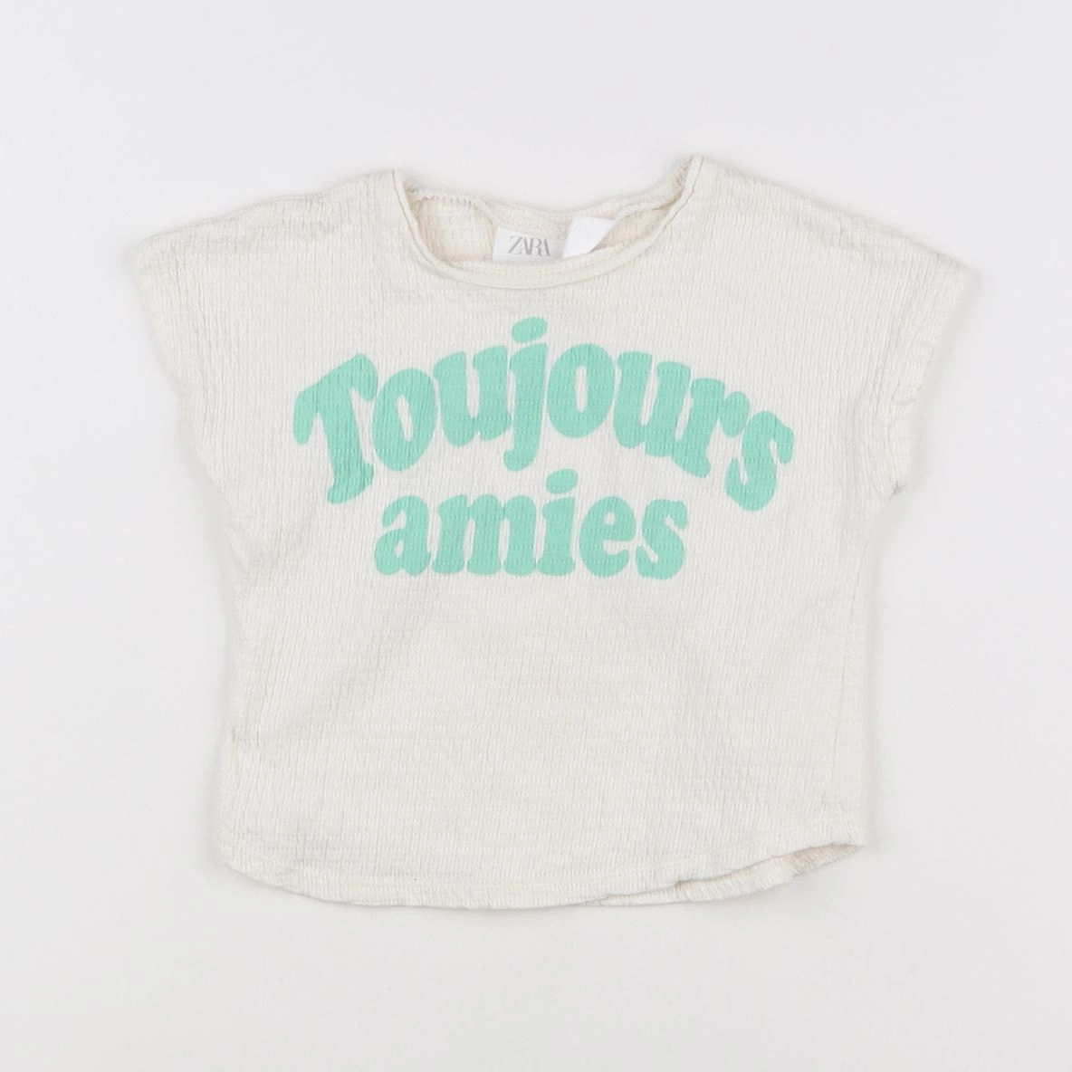 Zara - tee-shirt beige, vert - 18 mois à 2 ans