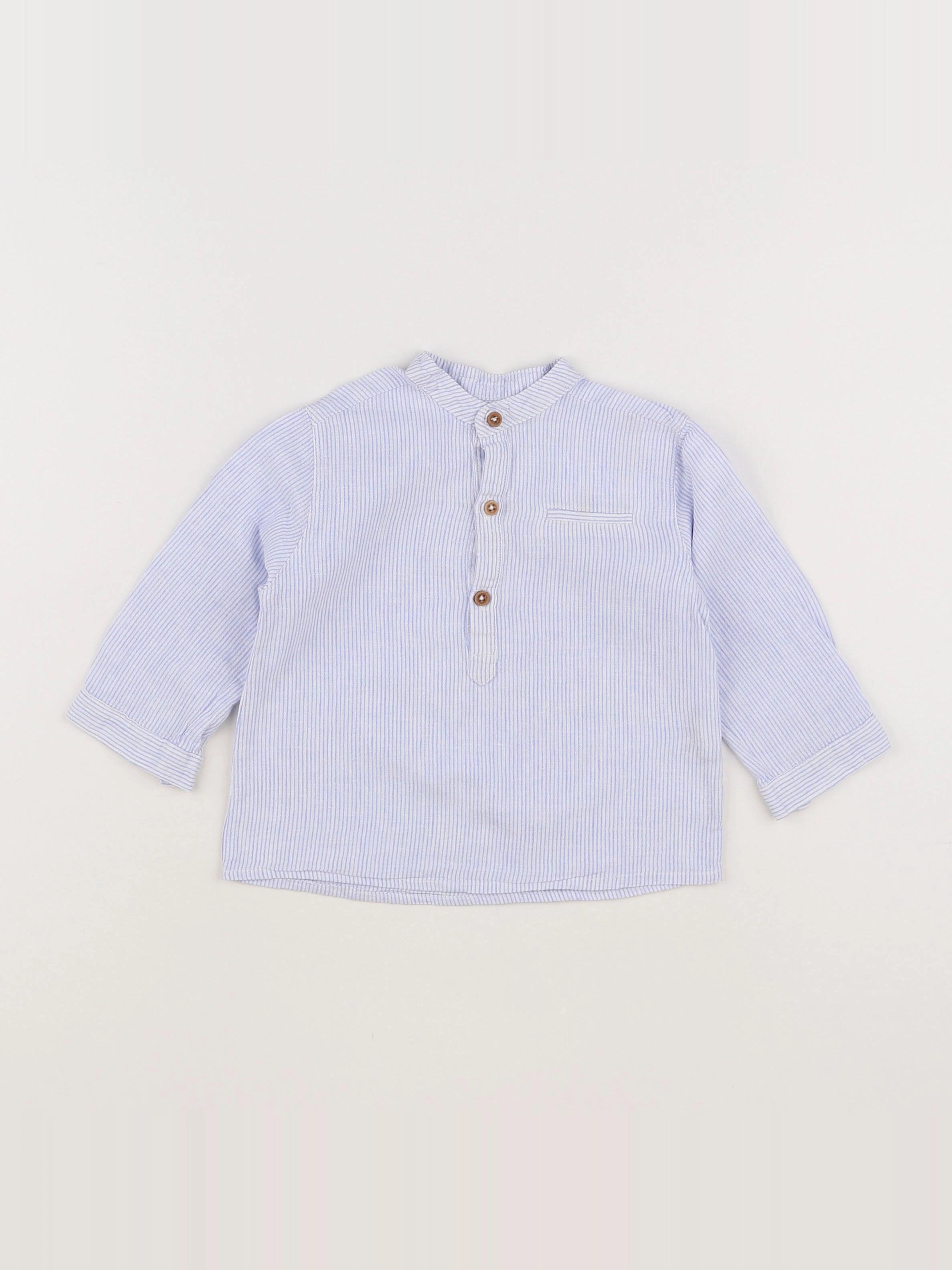 Boutchou - chemise bleu - 12 mois