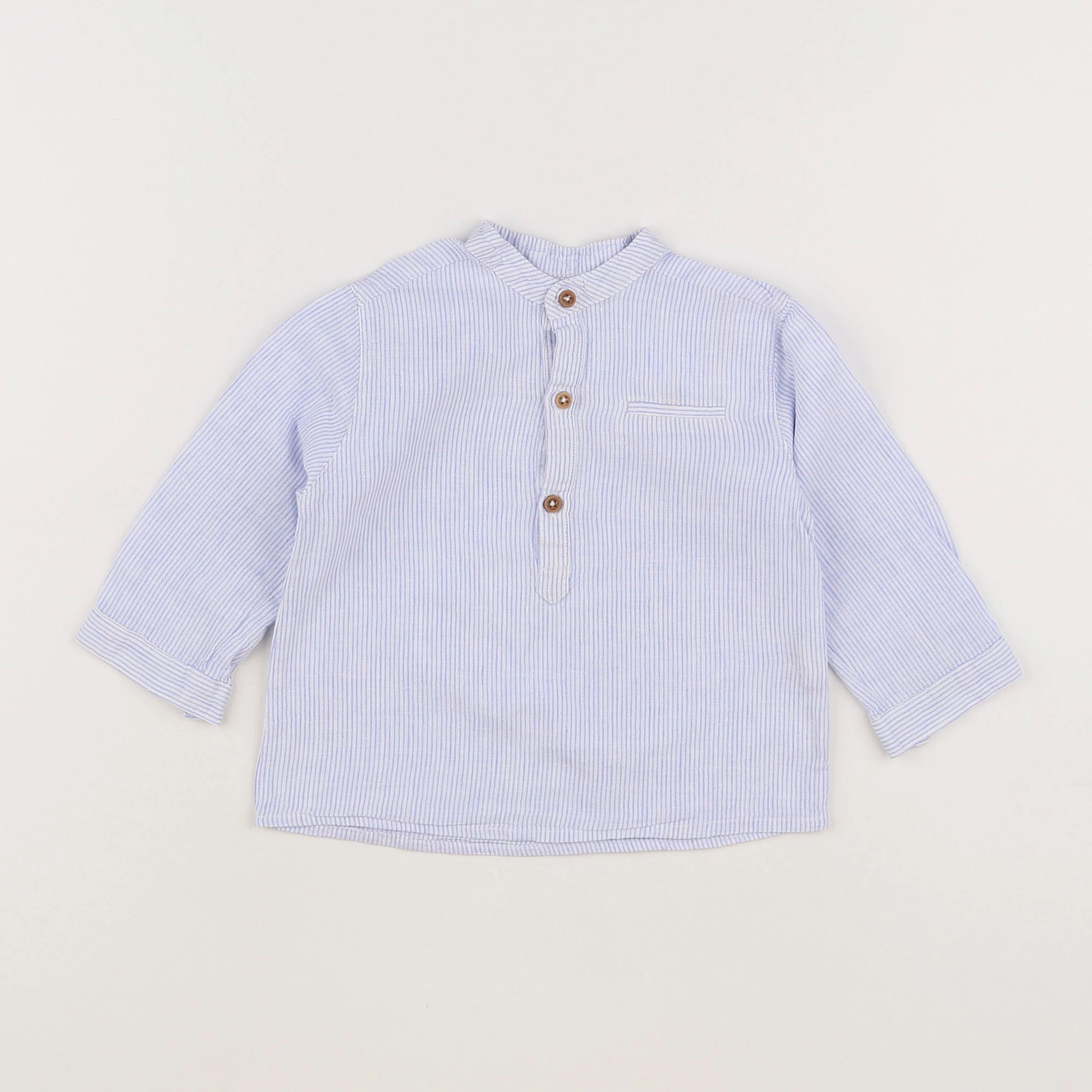 Boutchou - chemise bleu - 12 mois