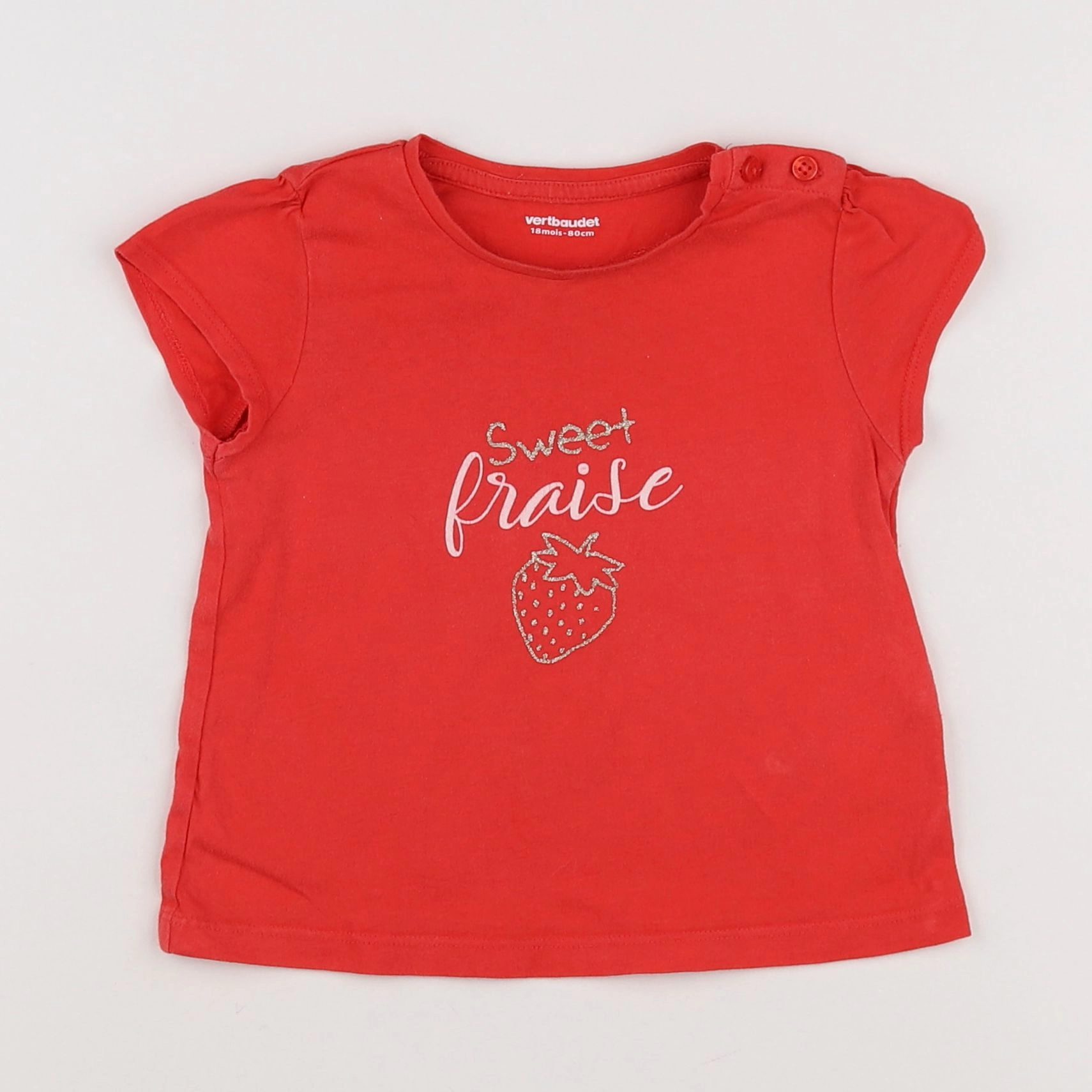 Vertbaudet - tee-shirt rouge - 18 mois
