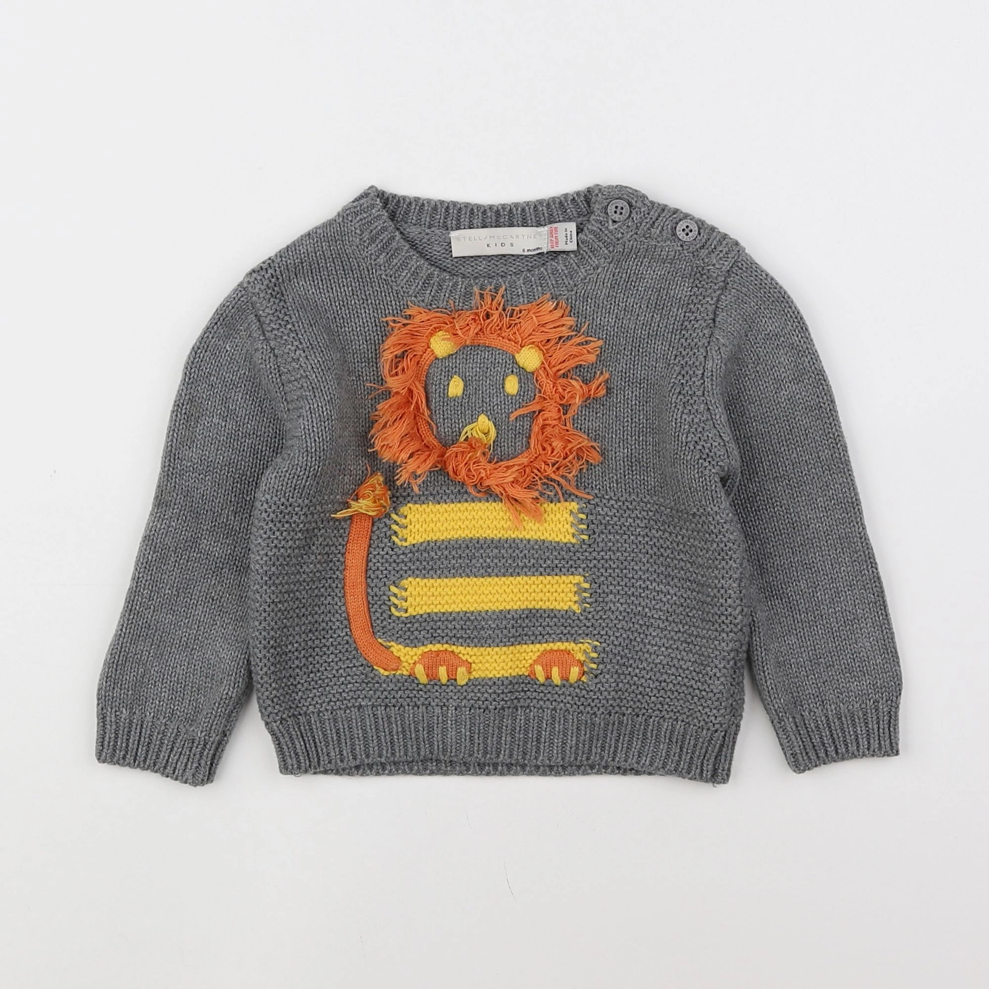 Stella McCartney Kids - pull gris, jaune, orange - 6 mois