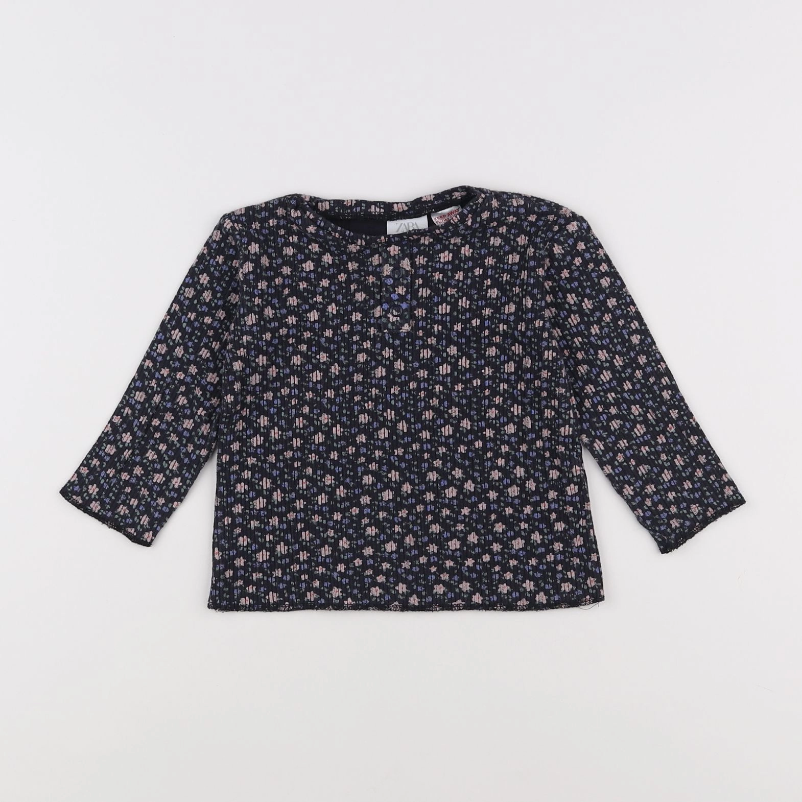 Zara - tee-shirt bleu, rose - 12/18 mois