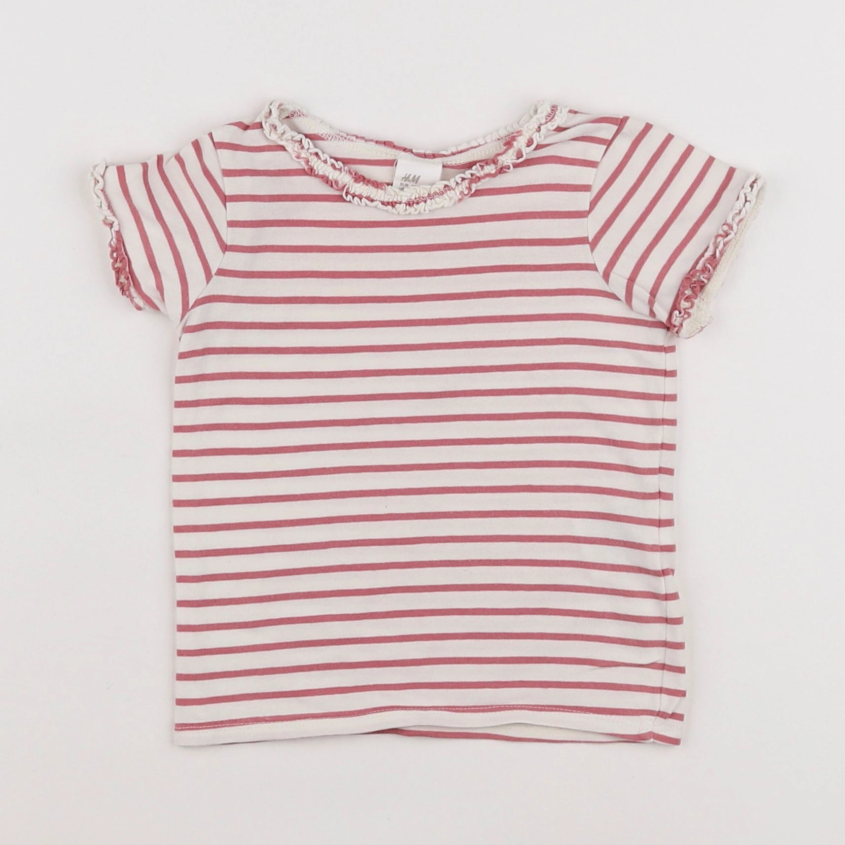 H&M - tee-shirt blanc, rose - 12 mois