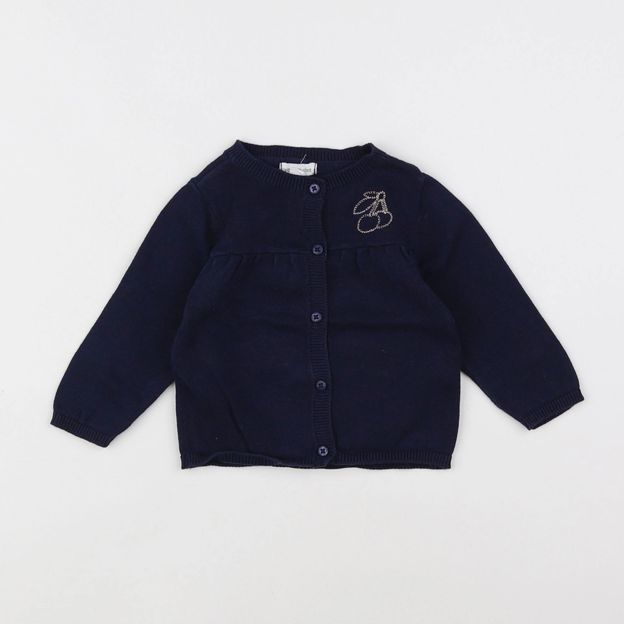 Vertbaudet - gilet bleu, or - 6 mois