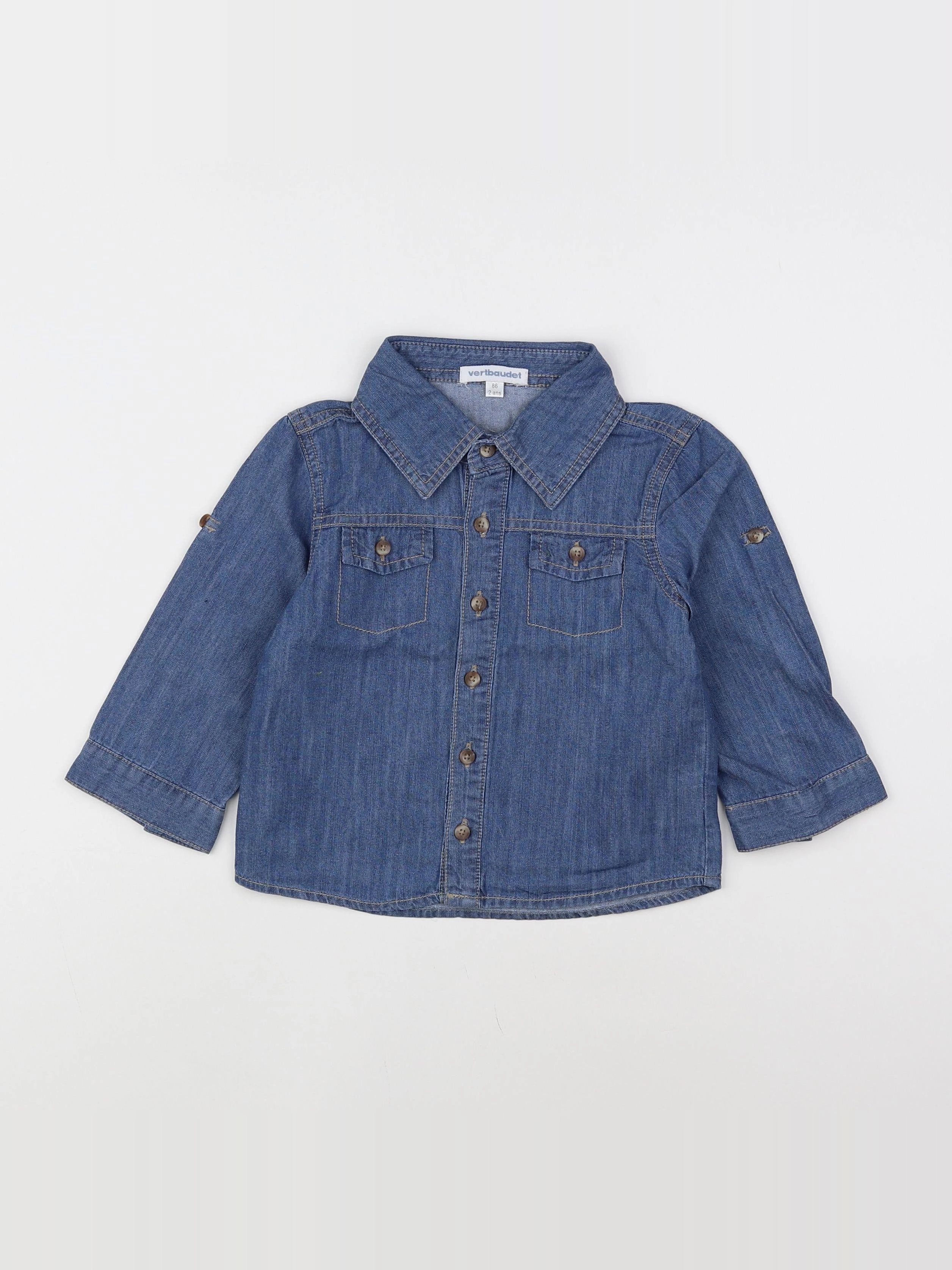 Vertbaudet - chemise imprimé au dos bleu - 2 ans