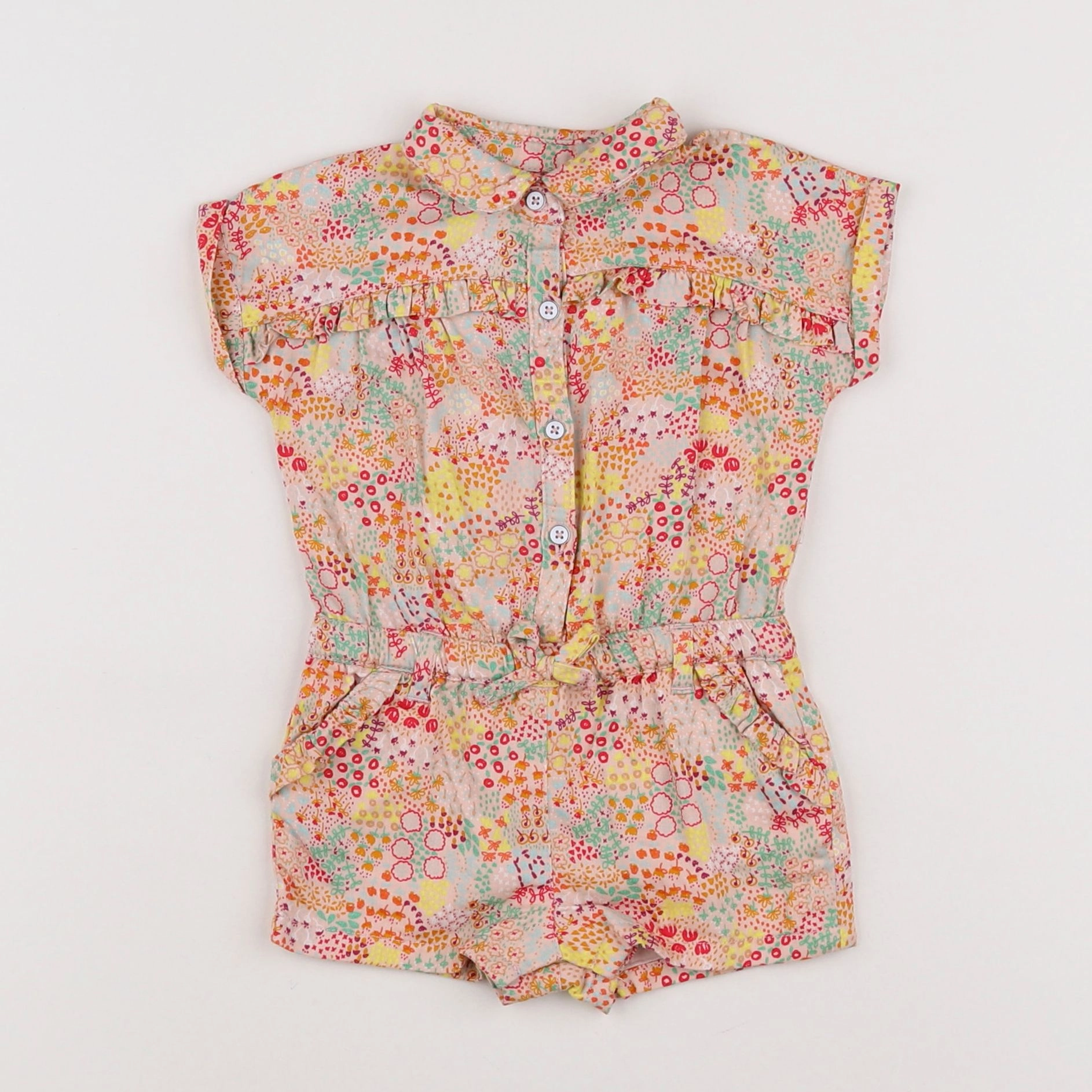 Vertbaudet - combinaison rose, orange - 6 mois