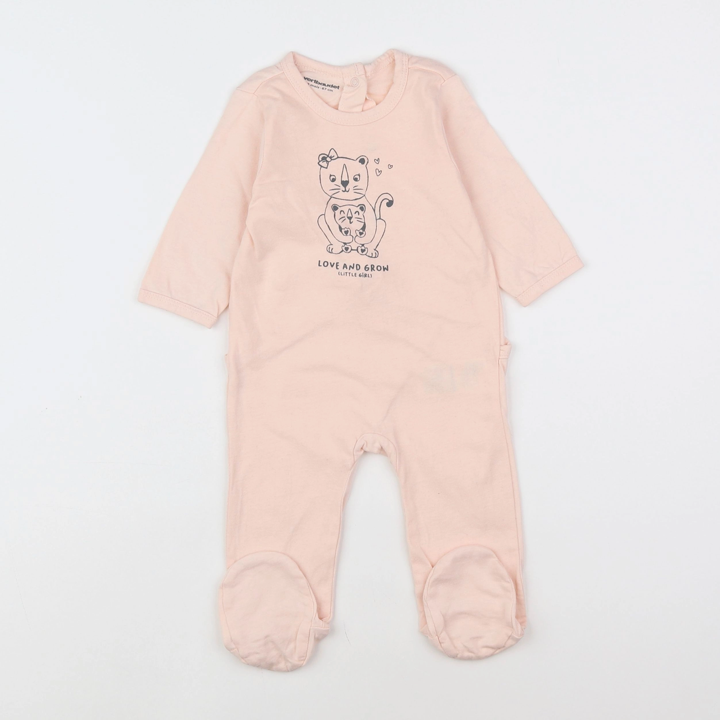 Vertbaudet - pyjama coton rose - 6 mois