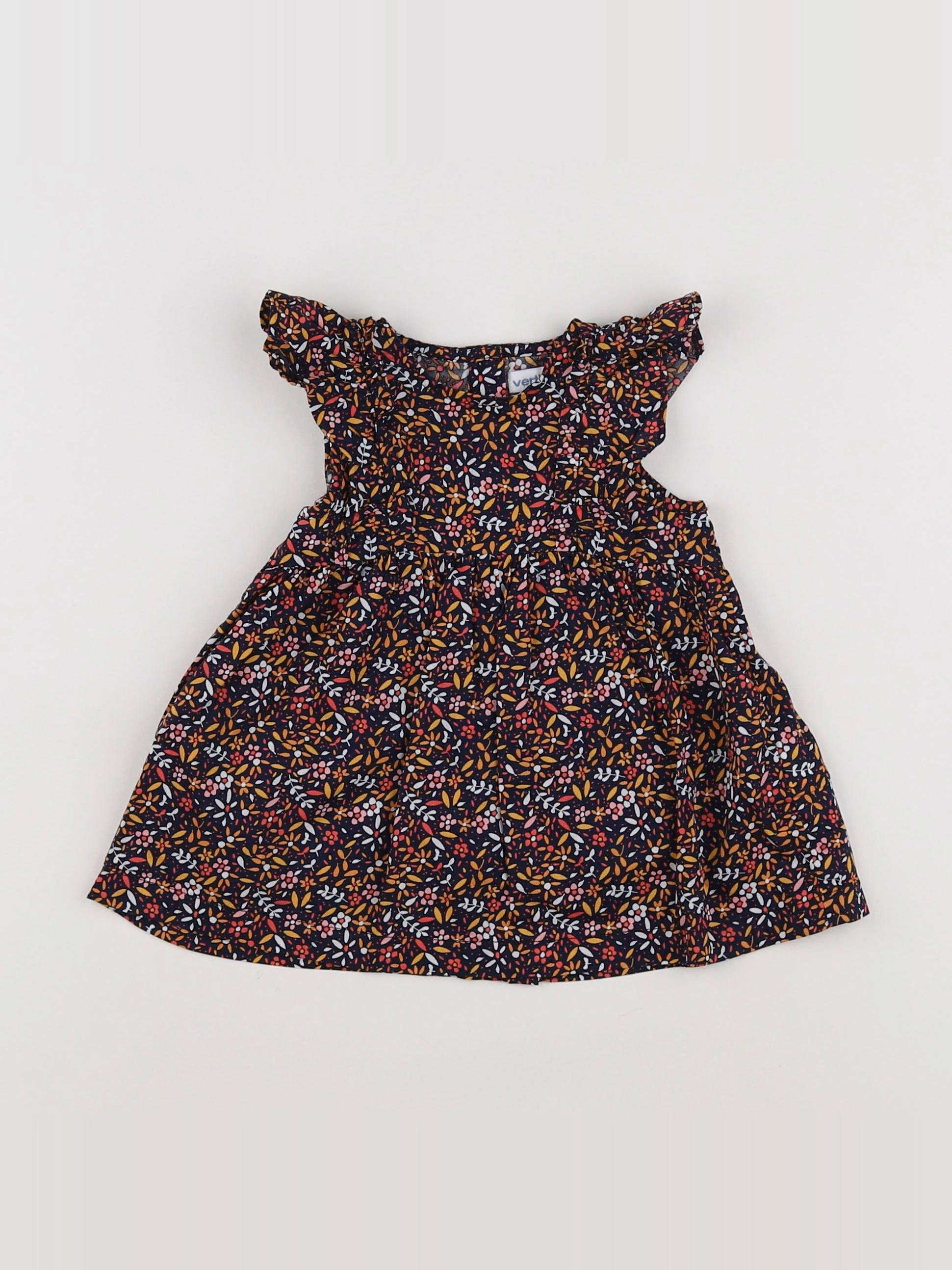 Vertbaudet - robe noir, orange - 3 mois