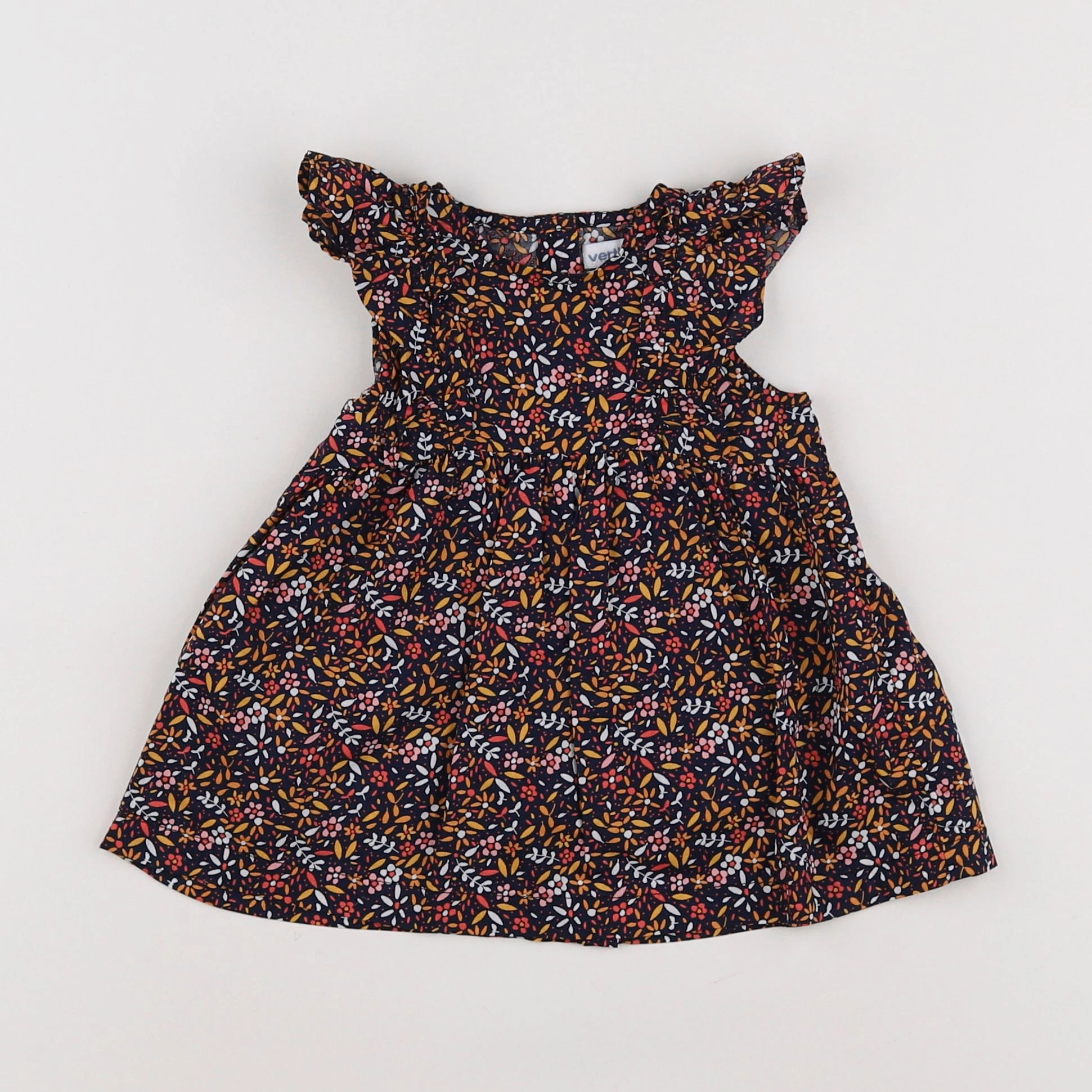 Vertbaudet - robe noir, orange - 3 mois