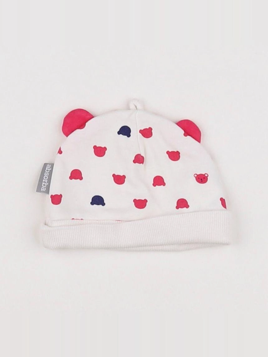 Absorba - bonnet blanc, rose - 3 mois
