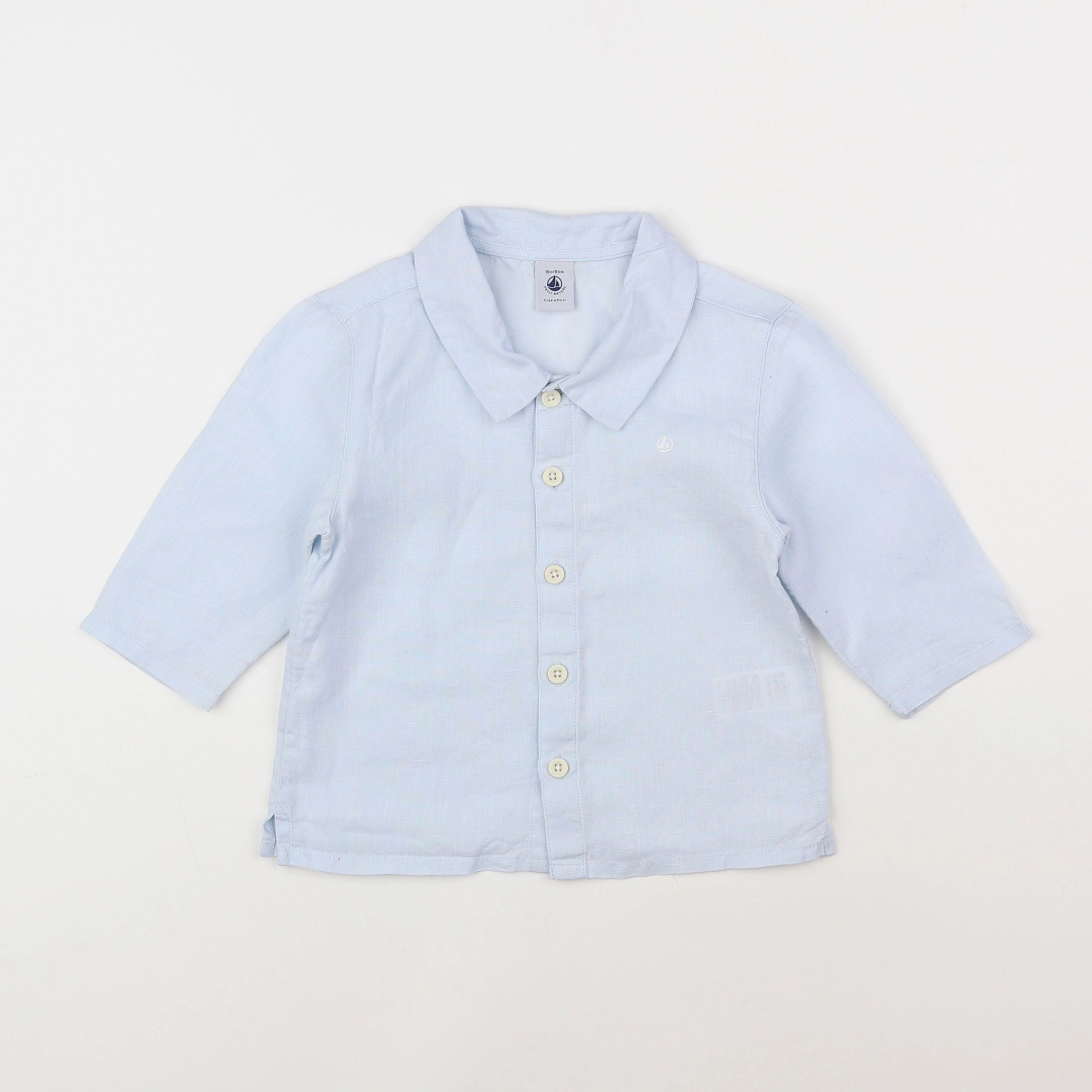 Petit Bateau - chemise bleu - 18 mois