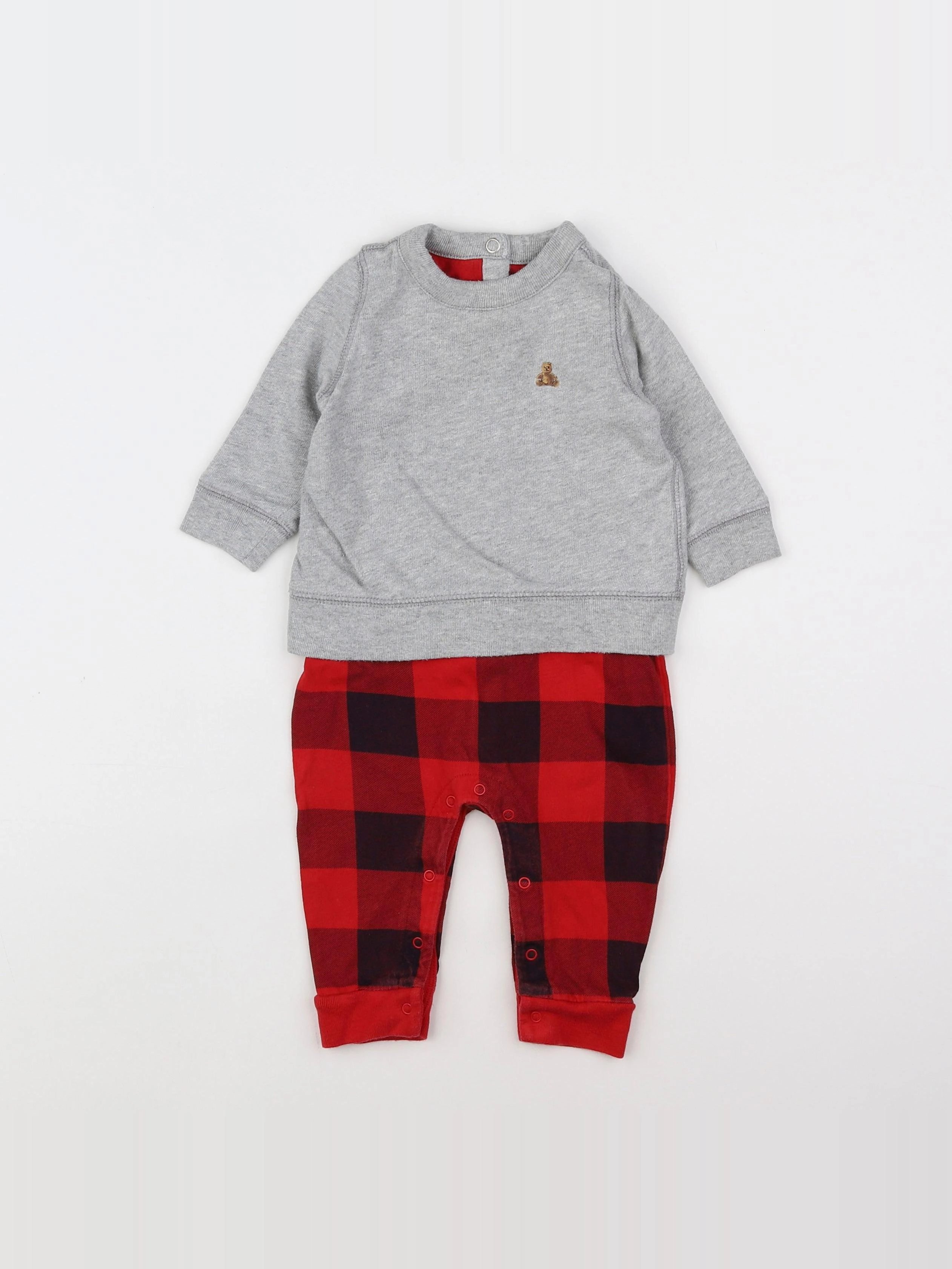 GAP - combinaison gris, rouge - 3/6 mois