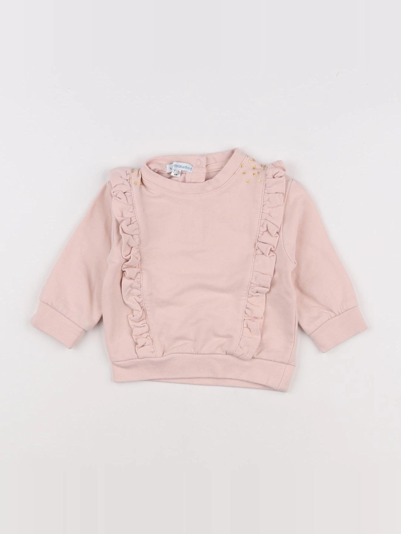 Vertbaudet - sweat rose, or - 6 mois