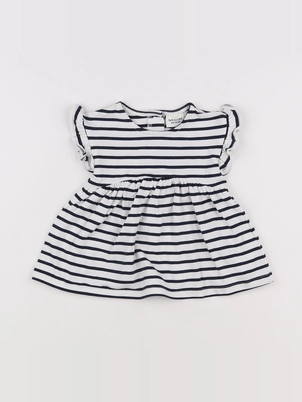 Tape à l'oeil - robe blanc, bleu - 3 mois