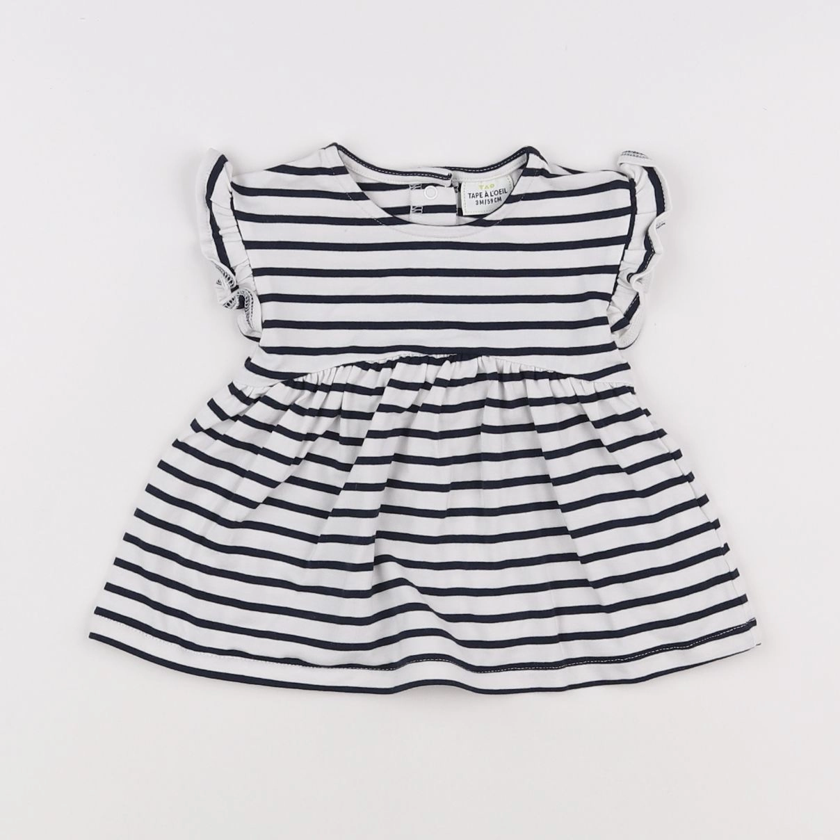 Tape à l'oeil - robe blanc, bleu - 3 mois