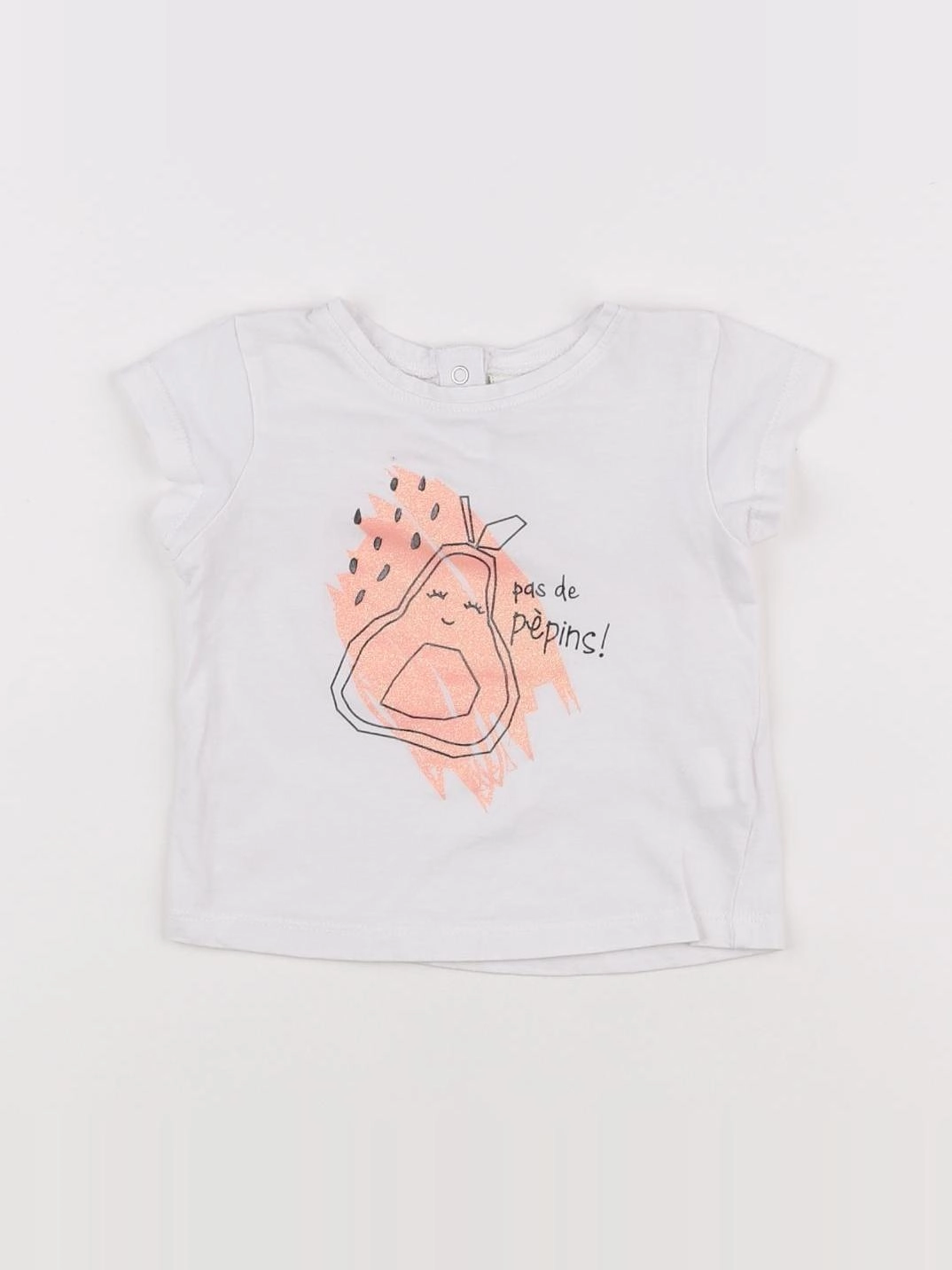Tape à l'oeil - tee-shirt blanc, rose - 6 mois