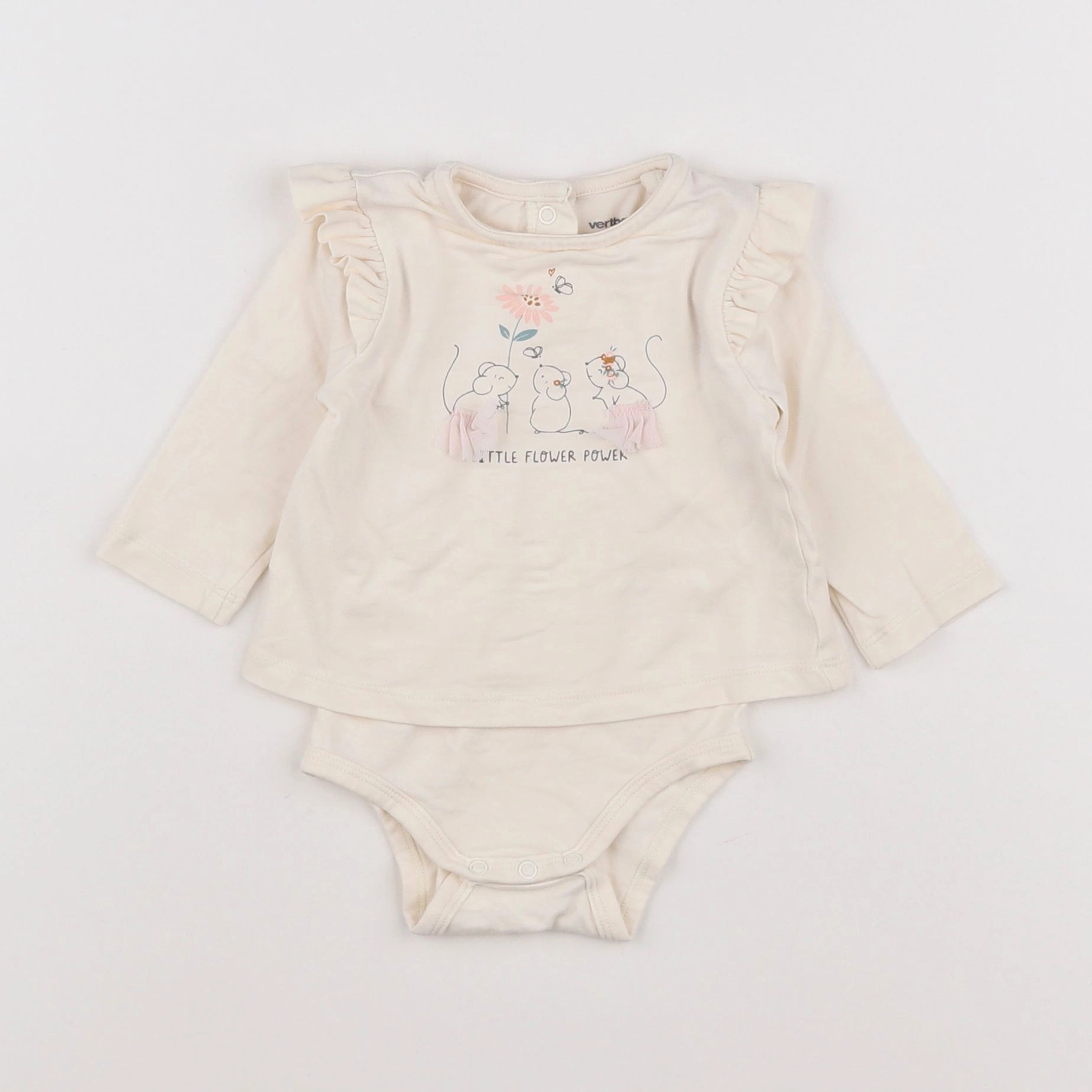 Vertbaudet - body tee-shirt rose - 3 mois