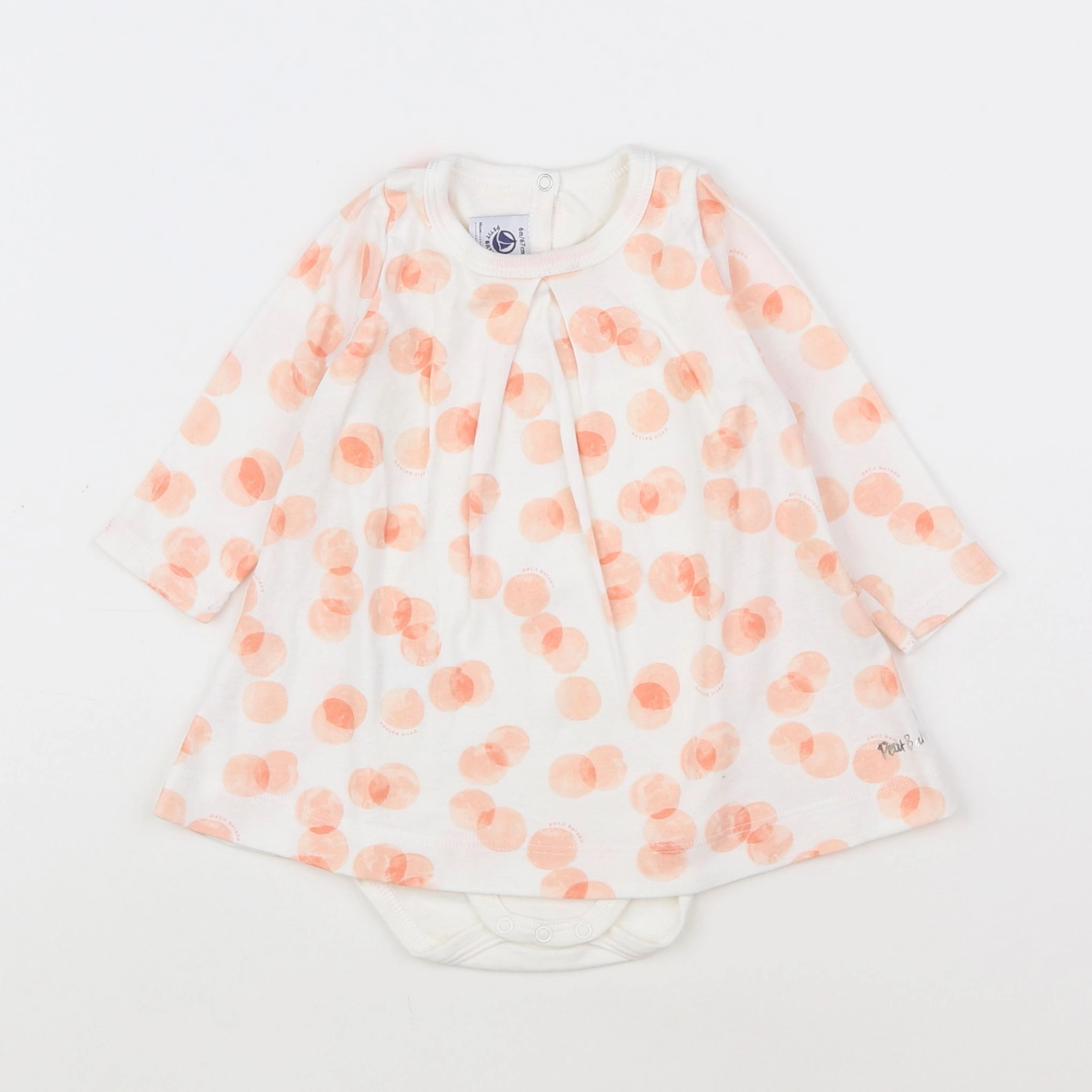 Petit Bateau - body robe blanc - 6 mois