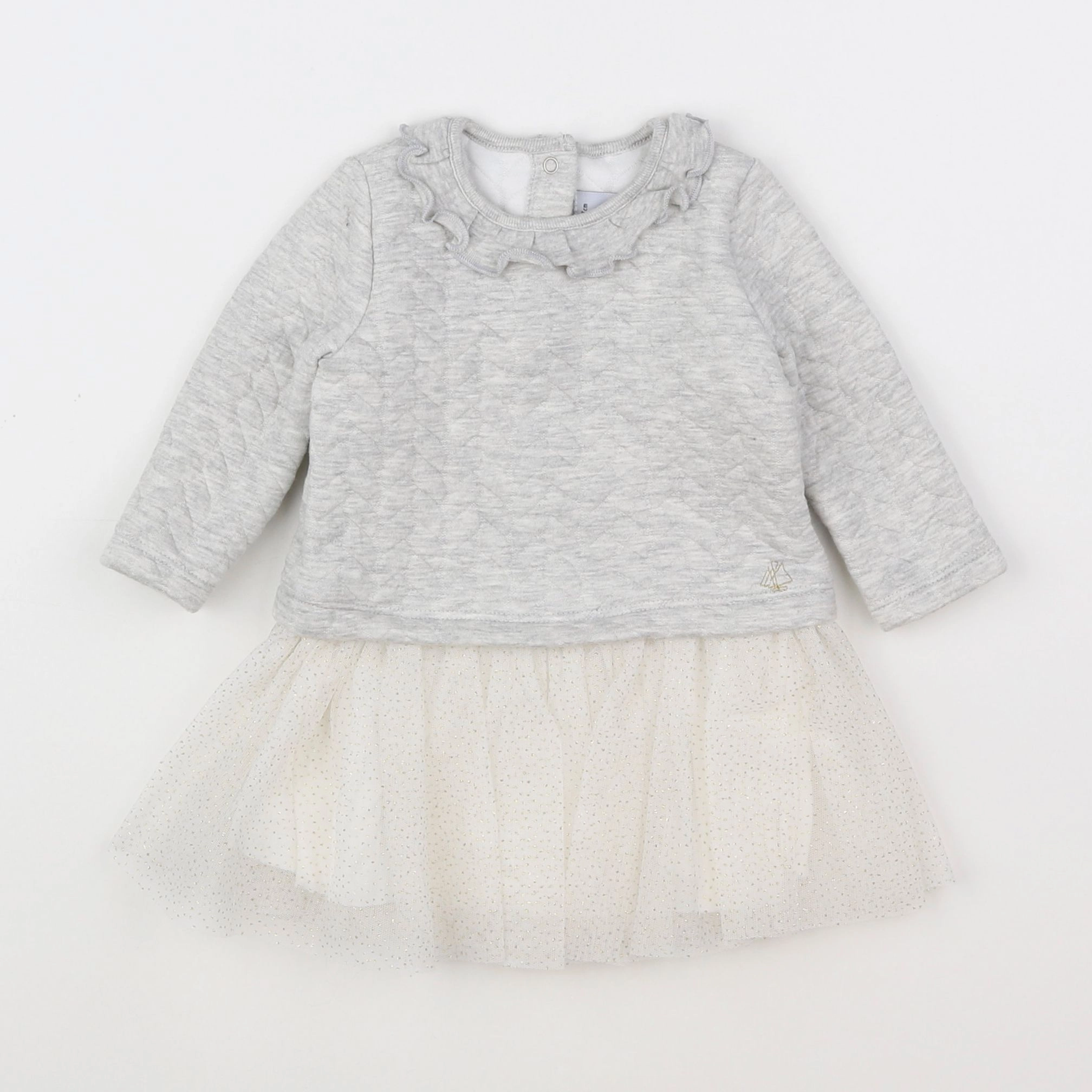 Petit Bateau - robe gris, or - 12 mois