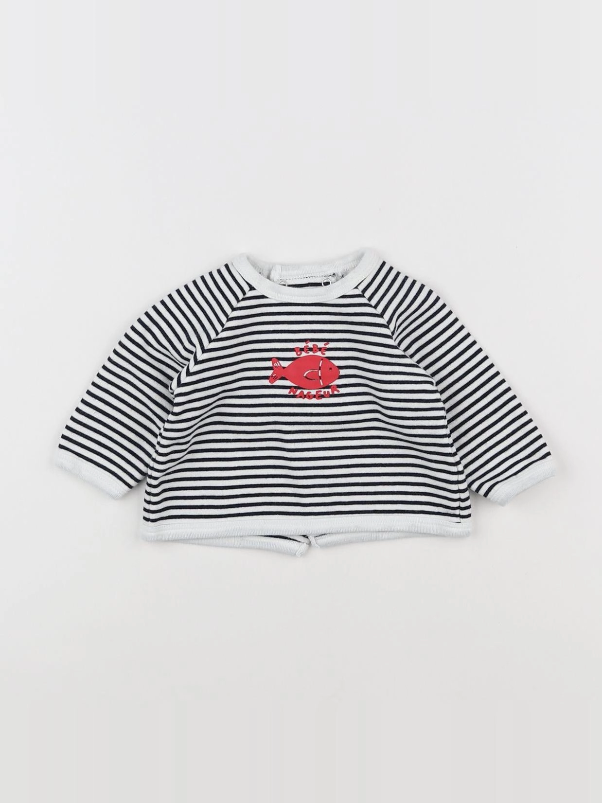 Boutchou - sweat blanc, bleu - 3 mois