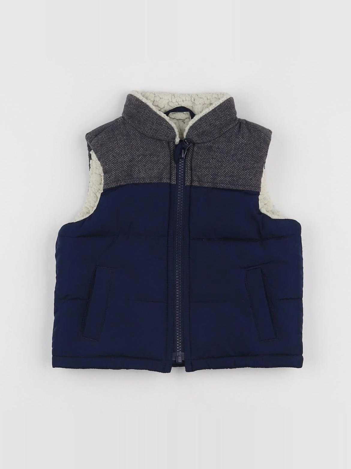 GAP - doudoune bleu, gris - 6/12 mois