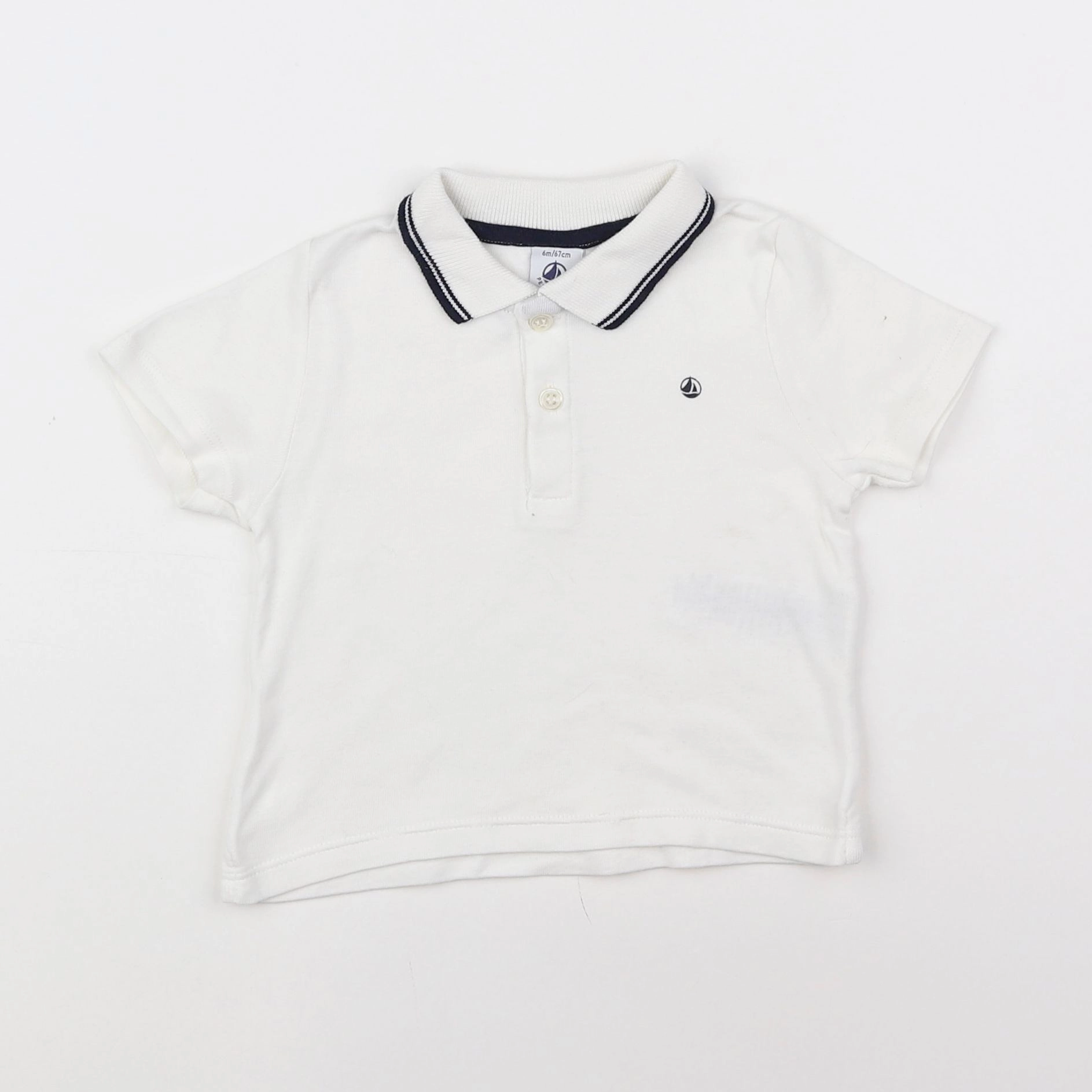 Petit Bateau - polo bleu, blanc - 6 mois