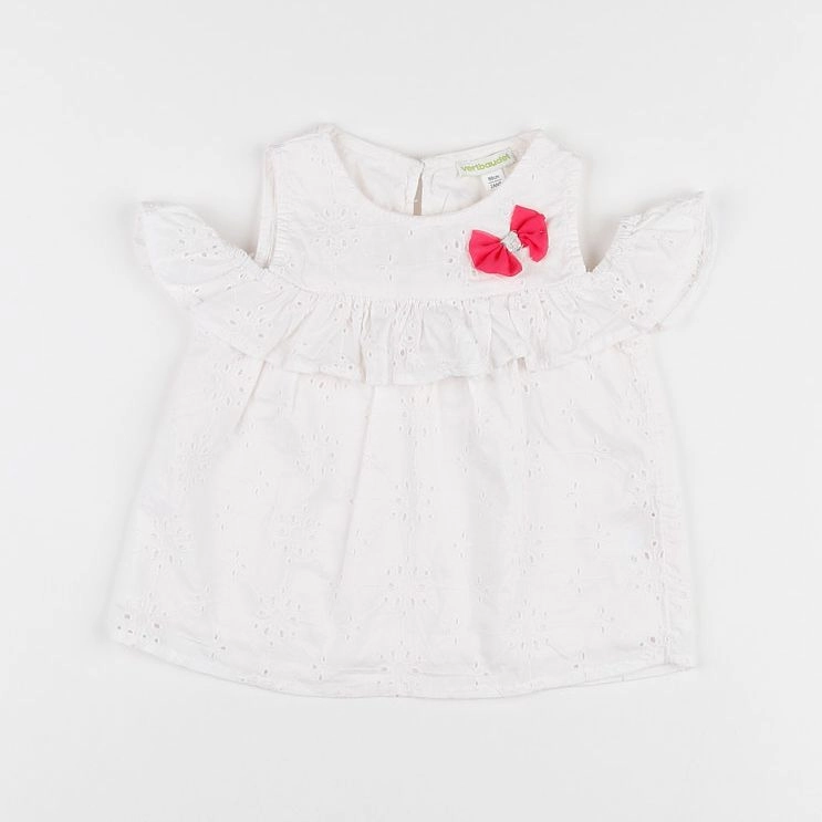 Vertbaudet - blouse blanc, rose - 2 ans