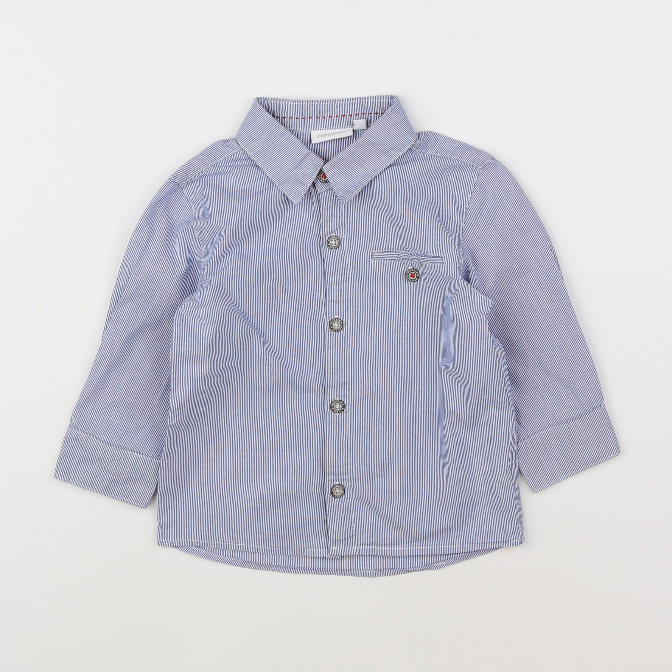 Noukie's - chemise blanc, bleu - 2 ans