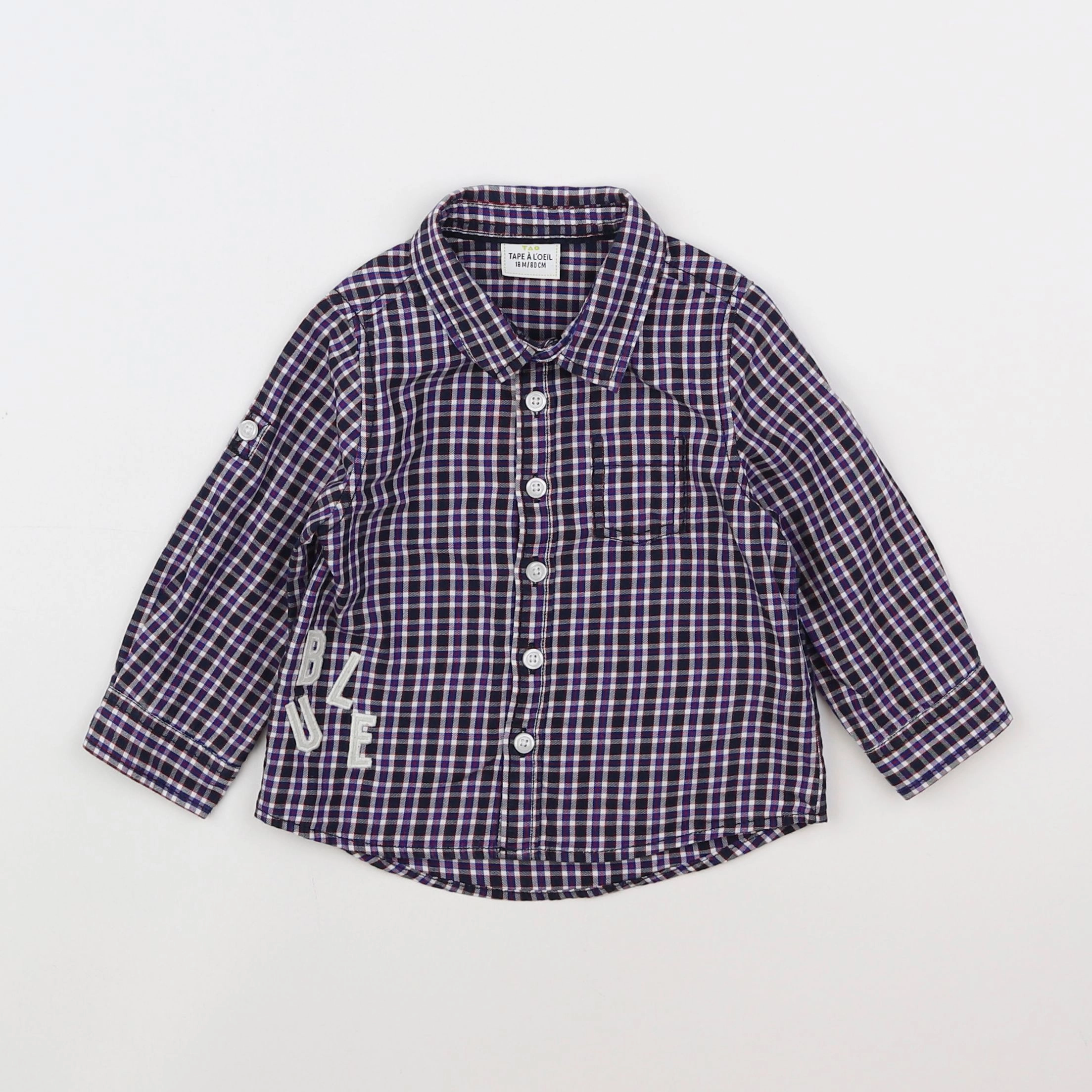 Tape à l'oeil - chemise bleu, blanc - 18 mois
